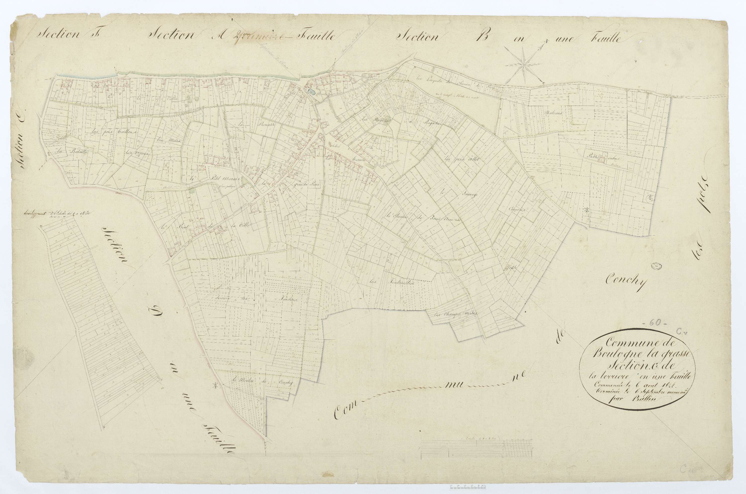 Boulogne-la-Grasse - Cadastre napoléonien, section C, feuille unique