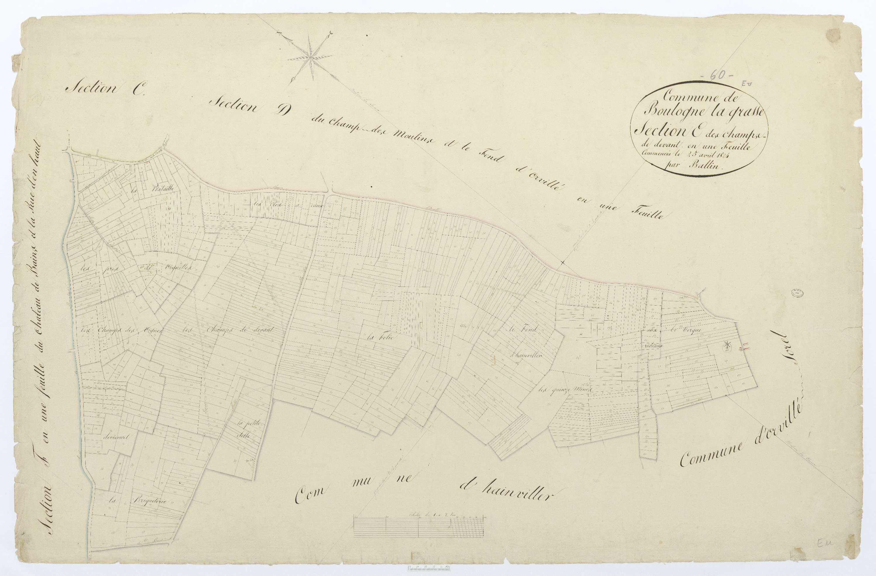 Boulogne-la-Grasse - Cadastre napoléonien, section E, feuille unique