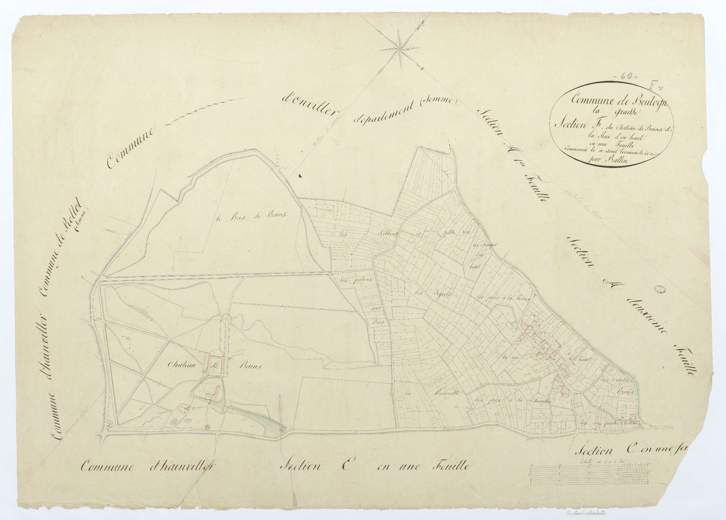 Boulogne-la-Grasse - Cadastre napoléonien, section F, feuille unique