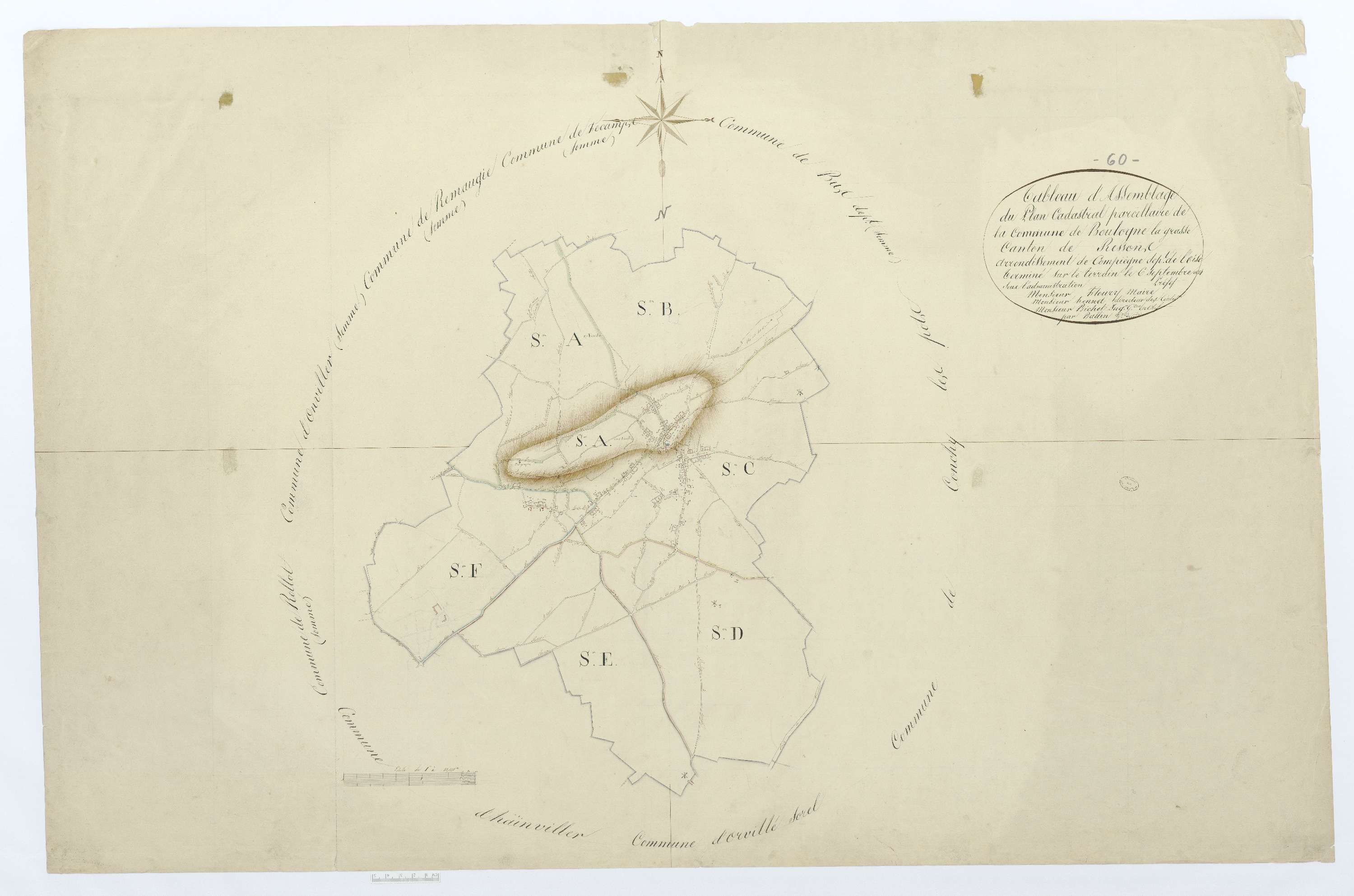 Boulogne-la-Grasse - Cadastre napoléonien, tableau d'assemblage
