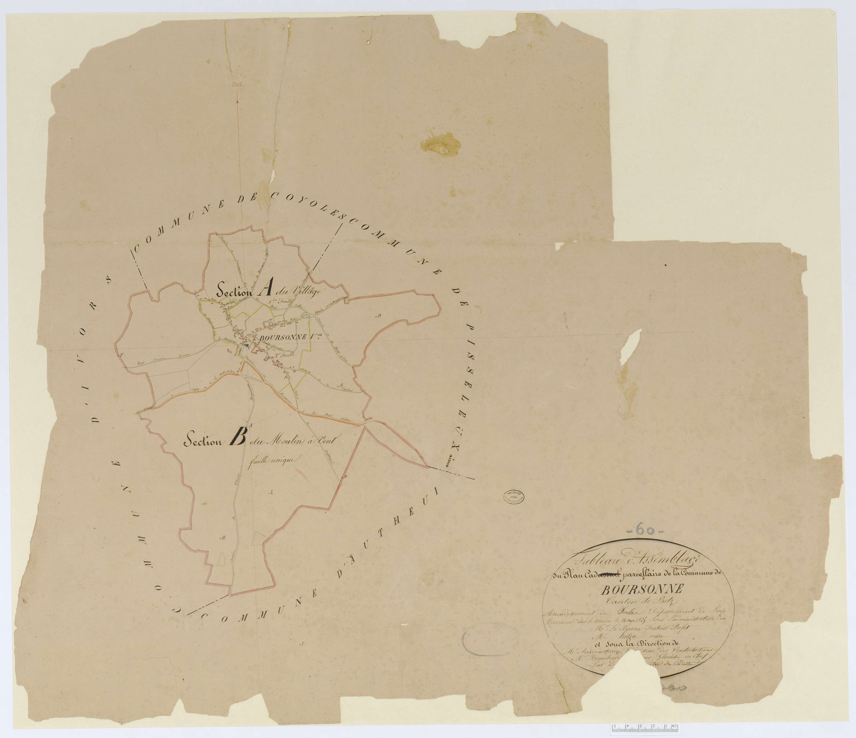 Boursonne - Cadastre napoléonien, tableau d'assemblage