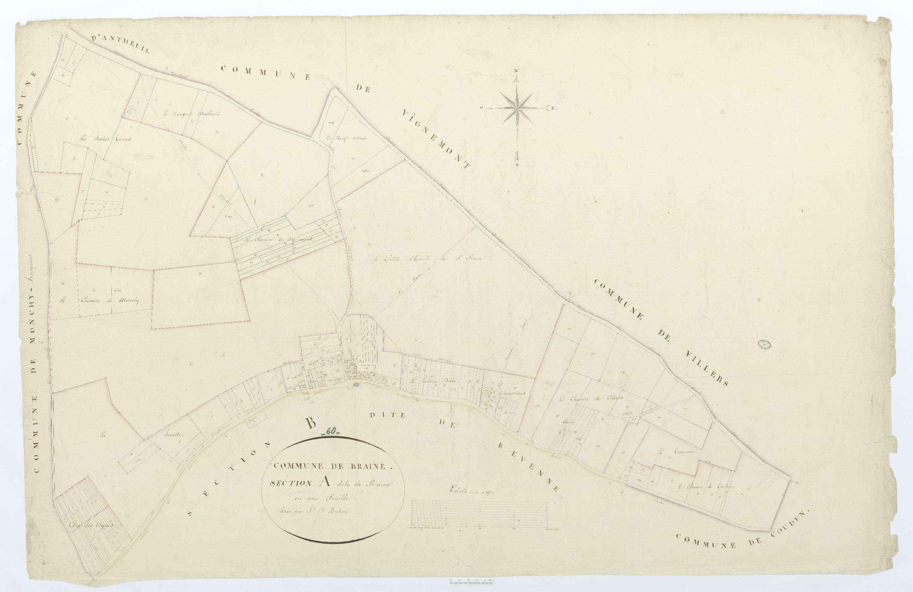 Braisnes - Cadastre napoléonien, section A, feuille unique