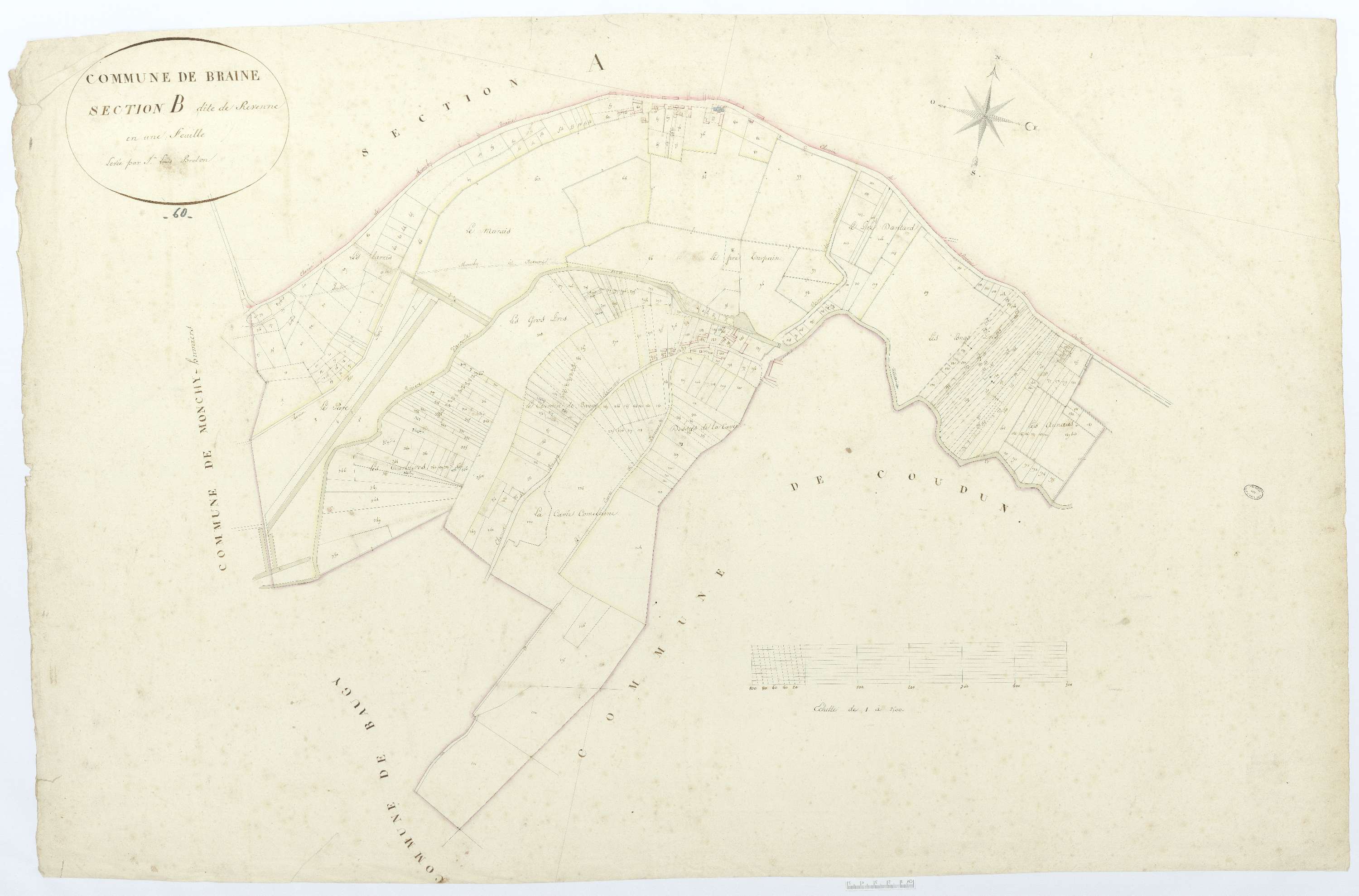 Braisnes - Cadastre napoléonien, section B, feuille unique