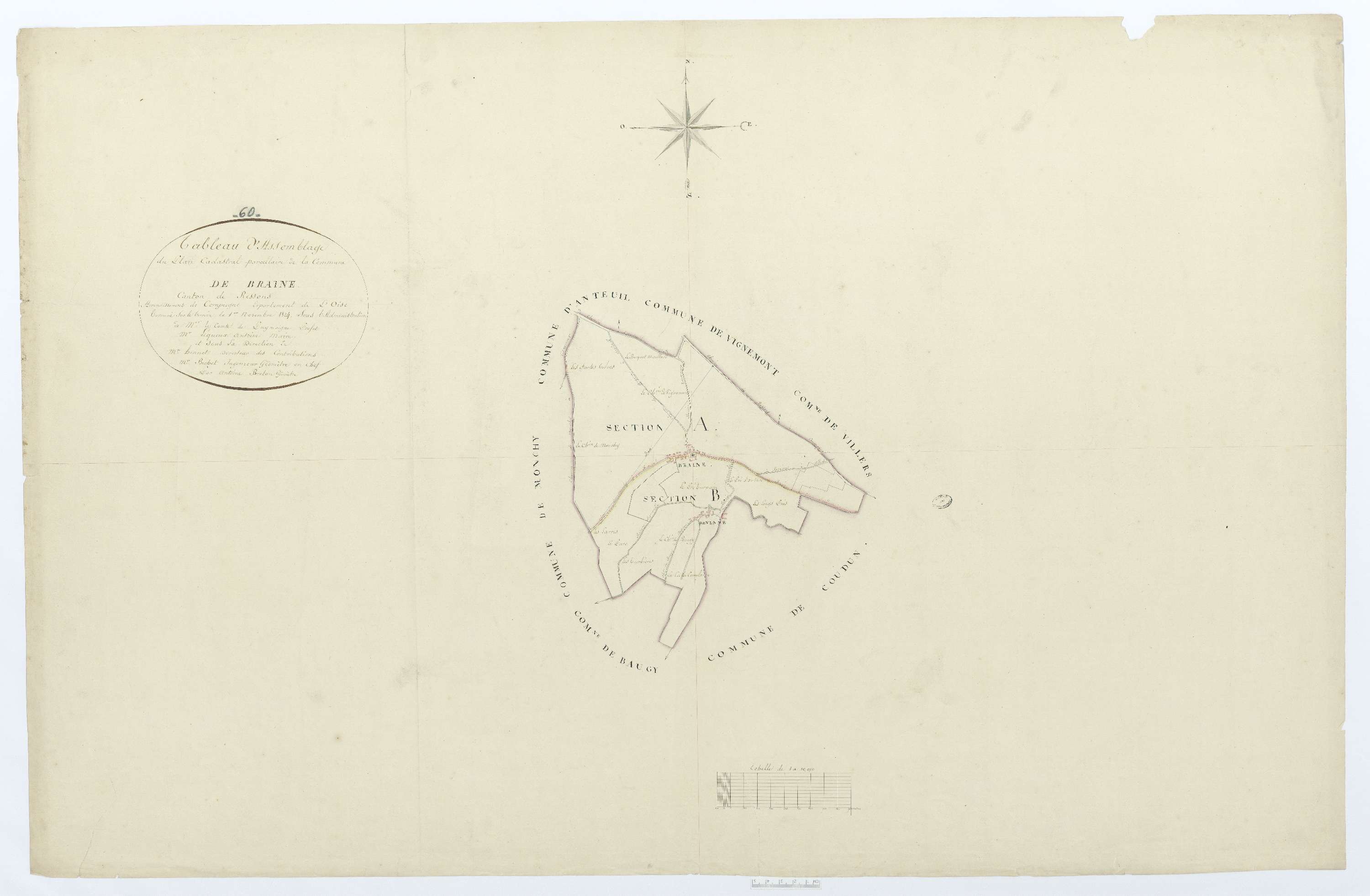 Braisnes - Cadastre napoléonien, tableau d'assemblage