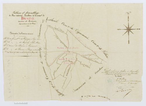 Braisnes - Cadastre napoléonien, tableau d'assemblage (copie calque)