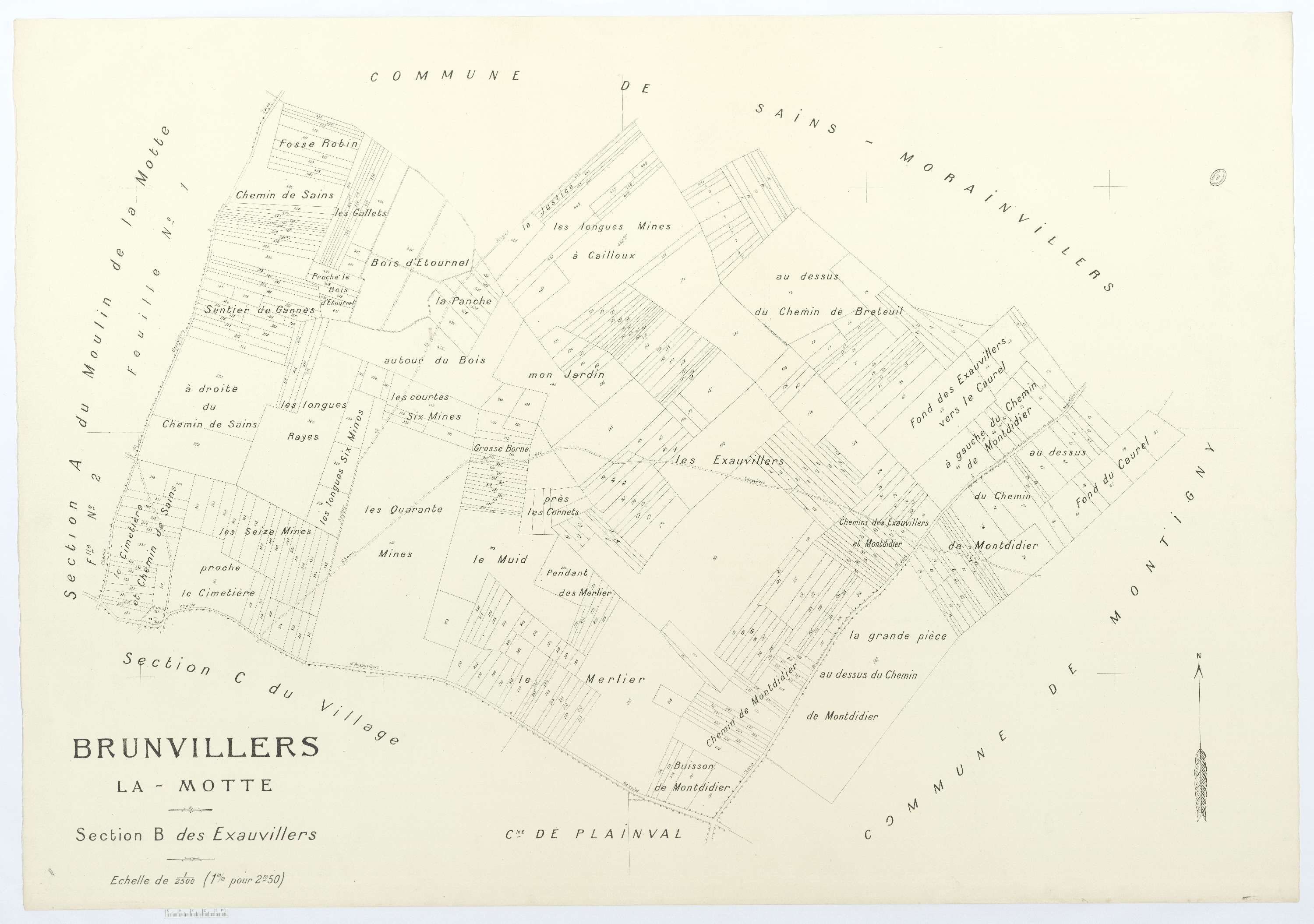 Brunvillers-la-Motte - Cadastre napoléonien (copie), section B, feuille unique
