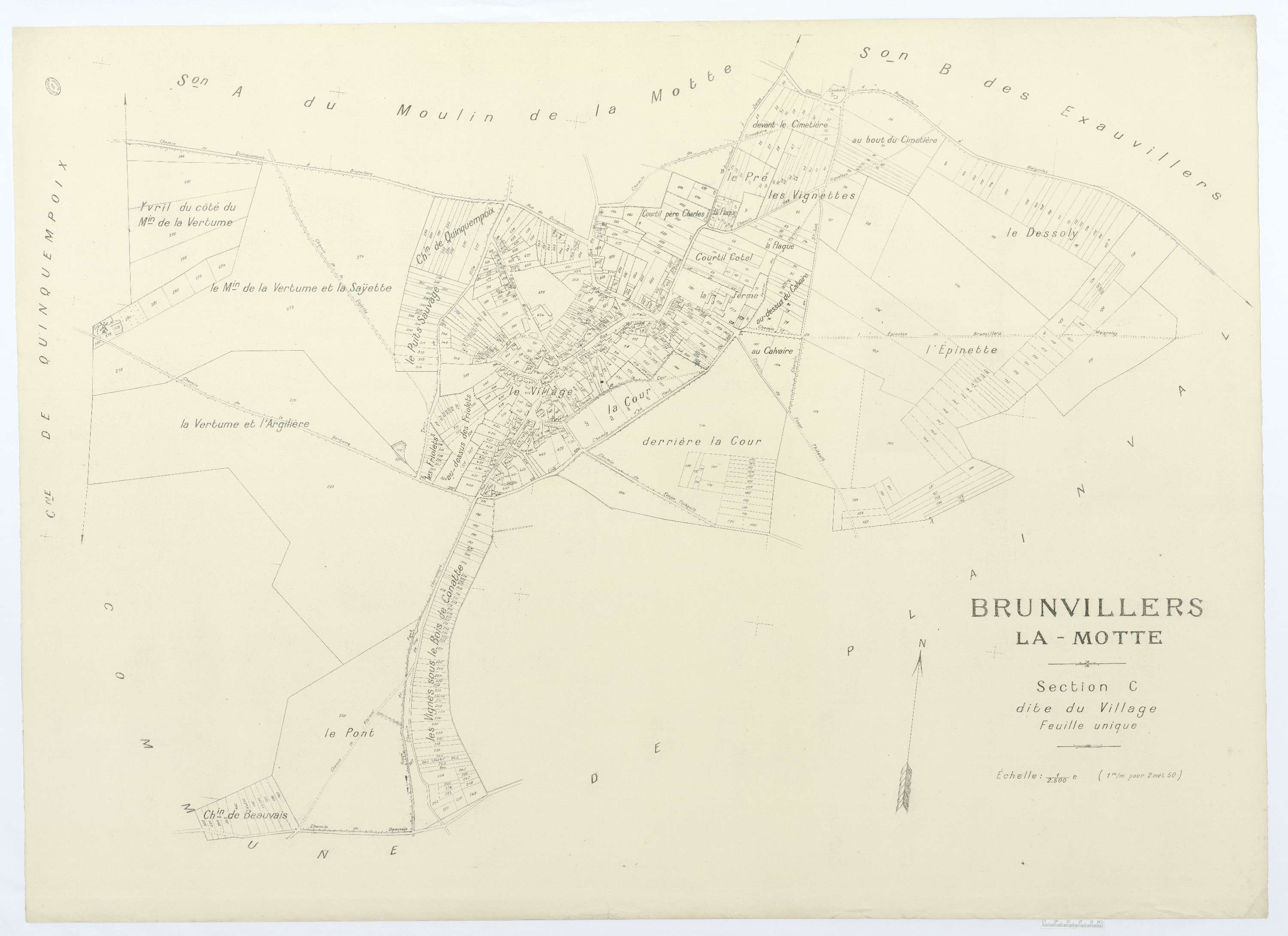 Brunvillers-la-Motte - Cadastre napoléonien (copie), section C, feuille unique