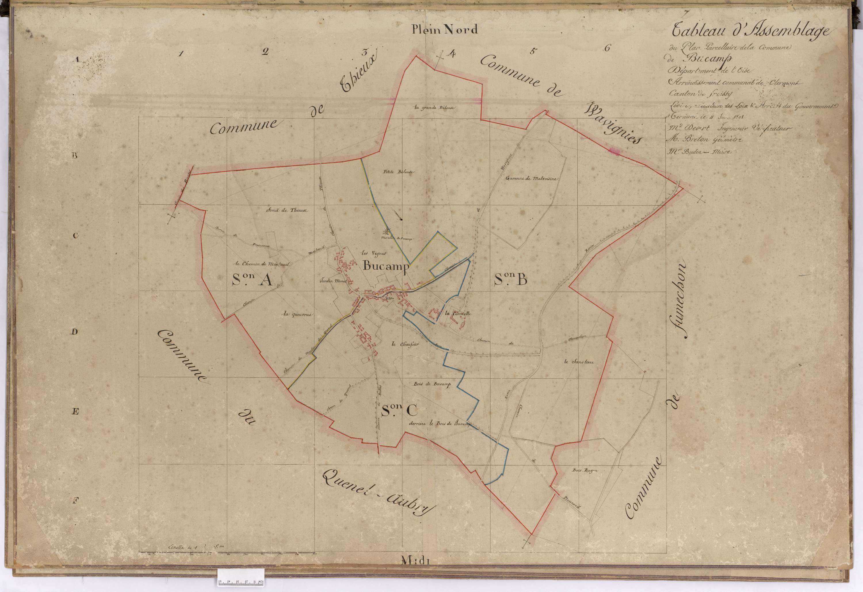 Bucamps - Cadastre napoléonien, tableau d'assemblage