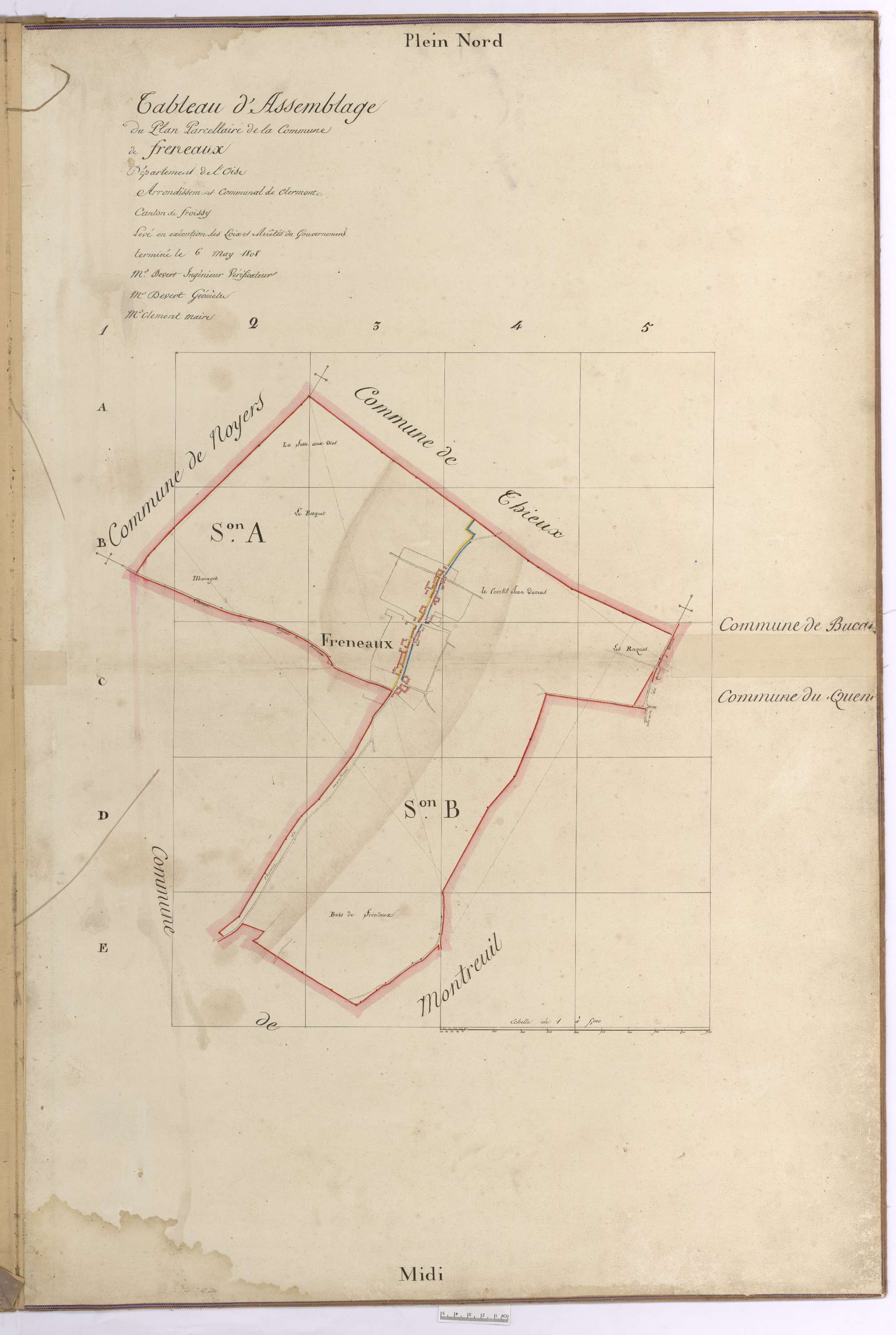 Bucamps - Cadastre napoléonien, tableau d'assemblage de Fresneaux