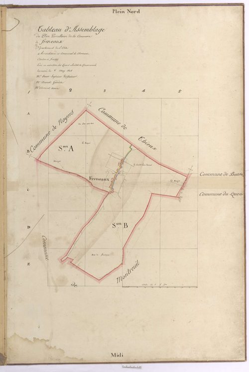 Bucamps - Cadastre napoléonien, tableau d'assemblage de Fresneaux