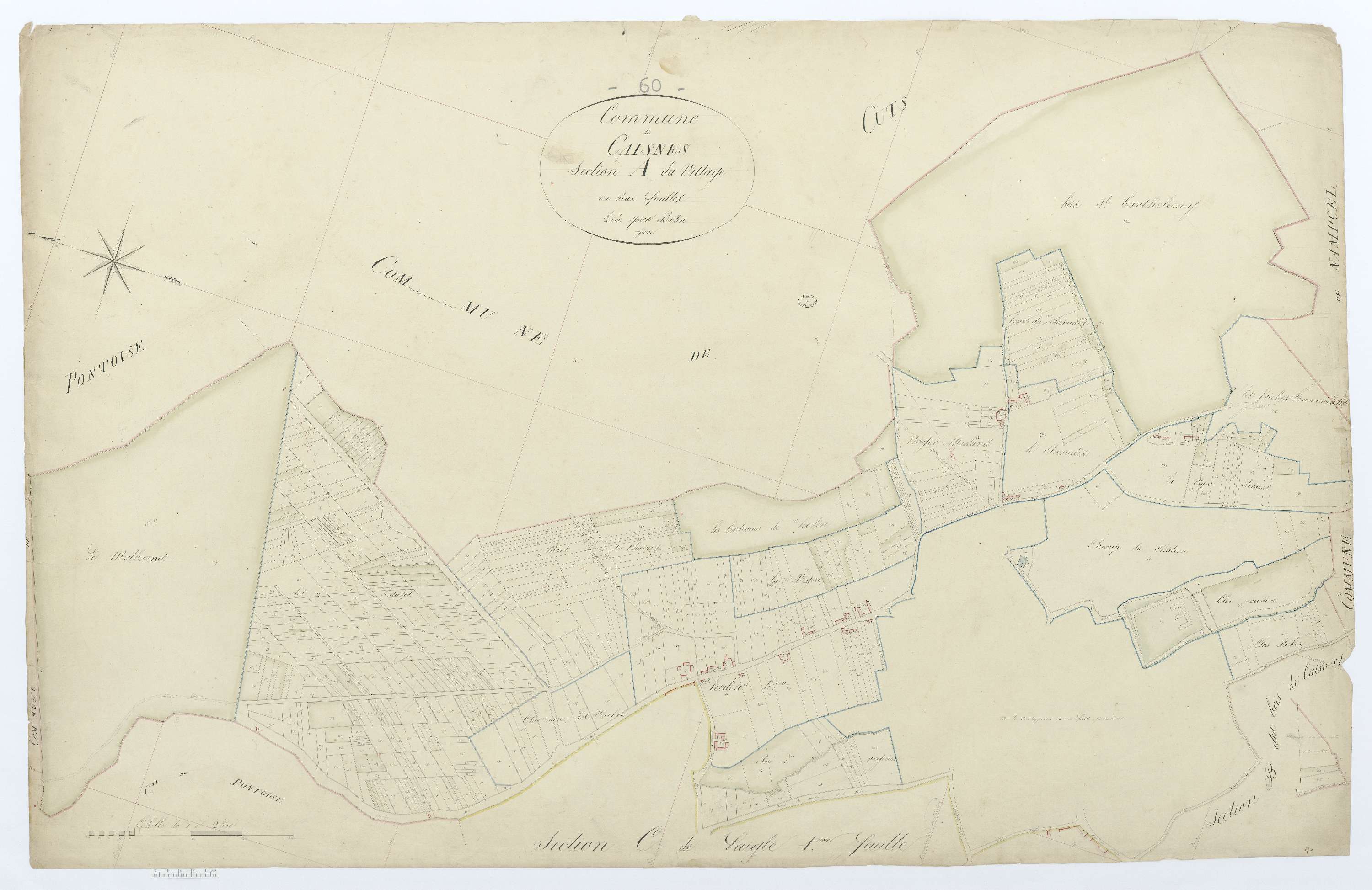 Caisnes - Cadastre napoléonien, section A, feuille unique