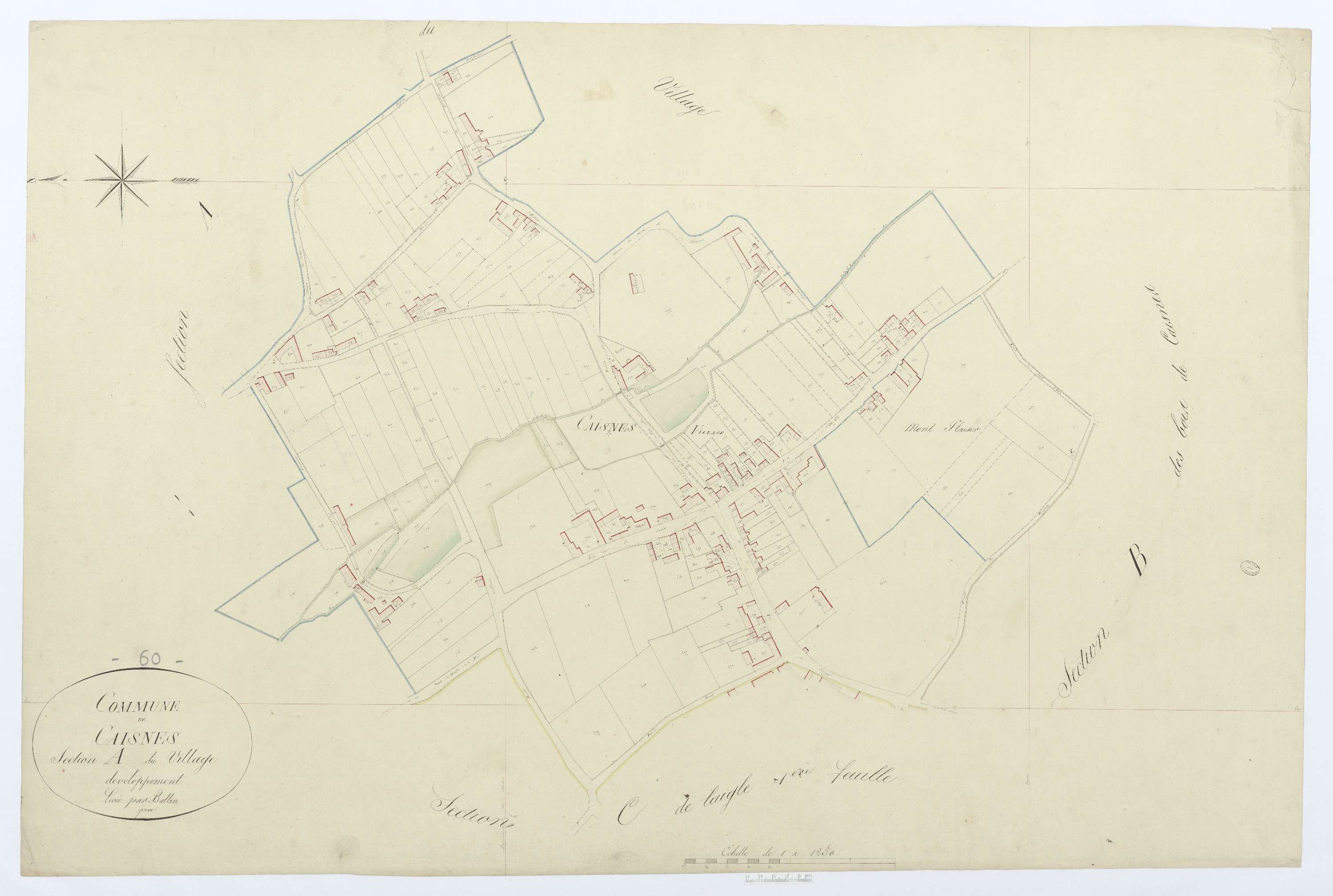 Caisnes - Cadastre napoléonien, développement de la section A