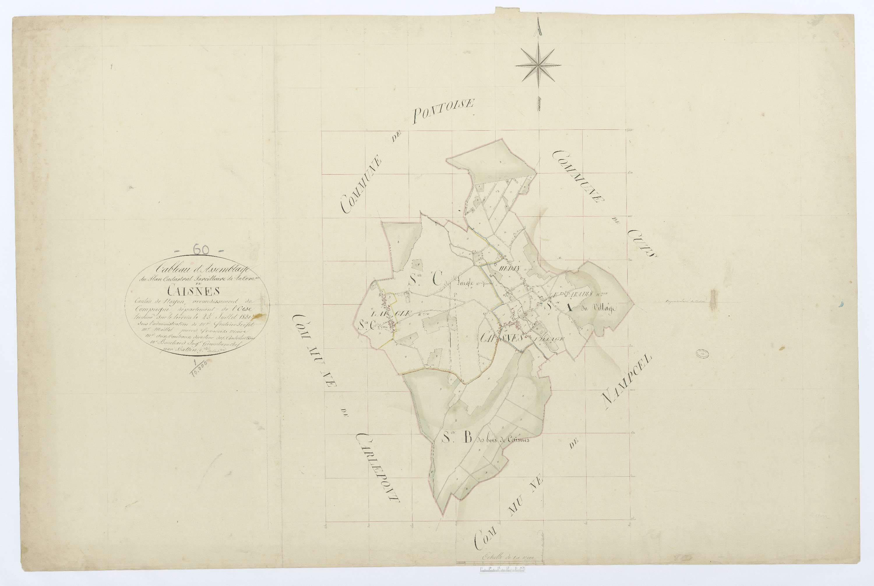 Caisnes - Cadastre napoléonien, tableau d'assemblage