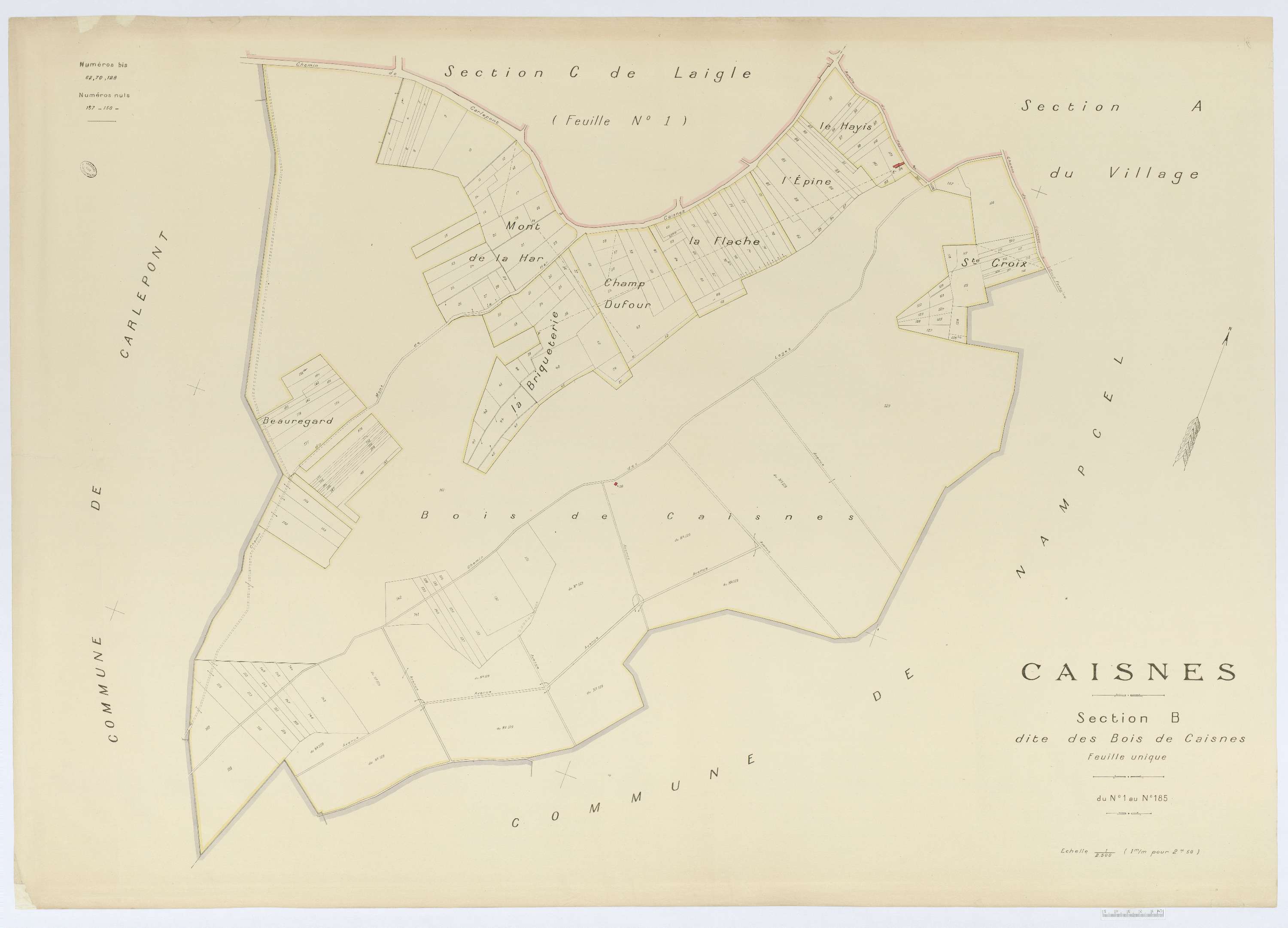 Caisnes - Cadastre napoléonien (copie), section B