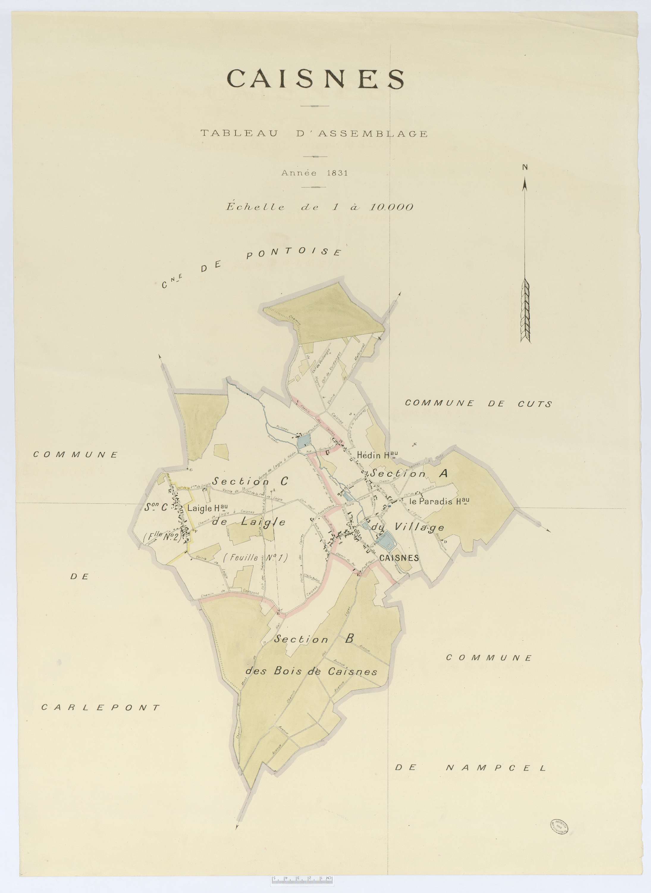 Caisnes - Cadastre napoléonien (copie), tableau d'assemblage