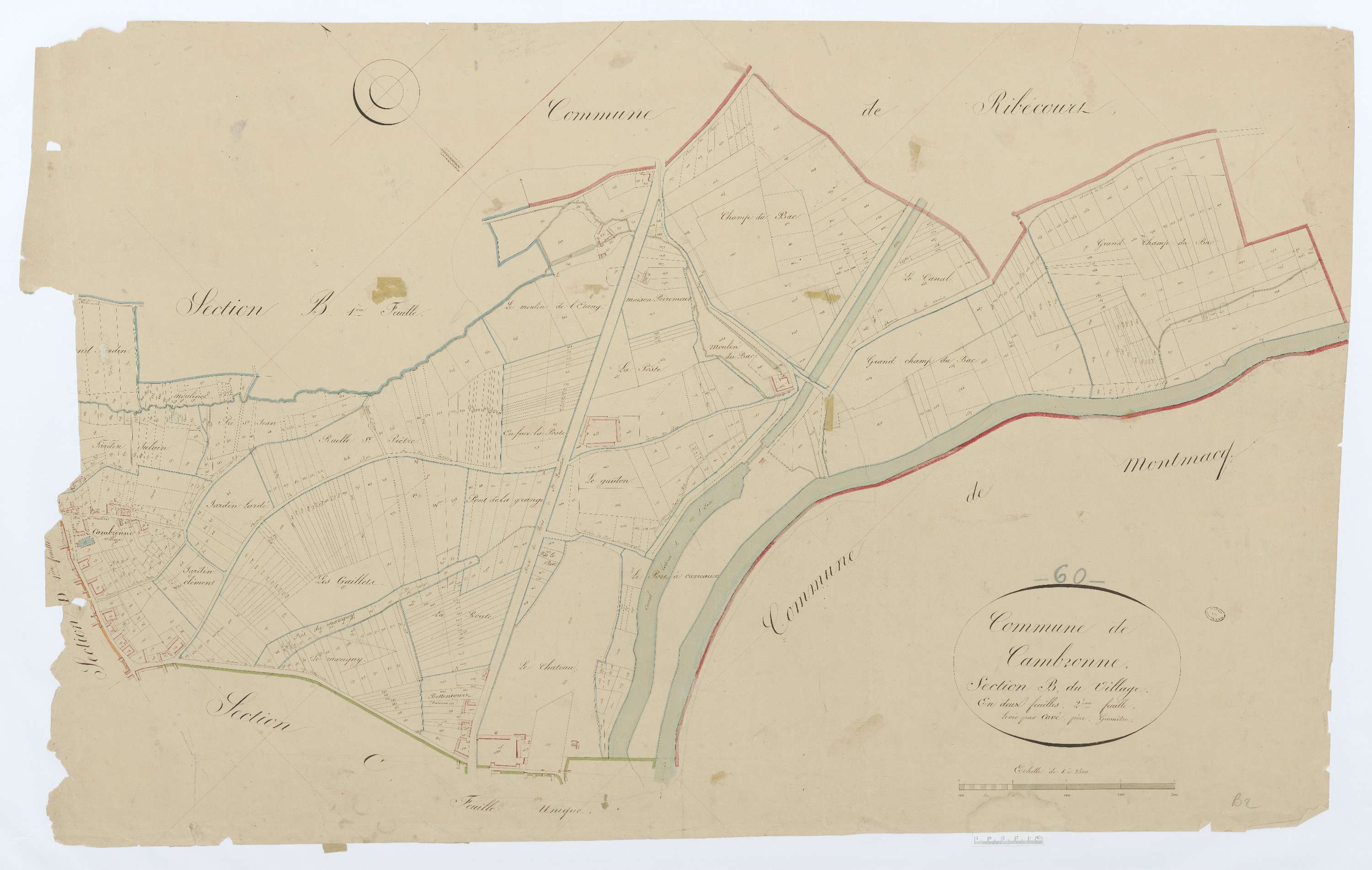 Cambronne-lès-Ribécourt - Cadastre napoléonien, section B2