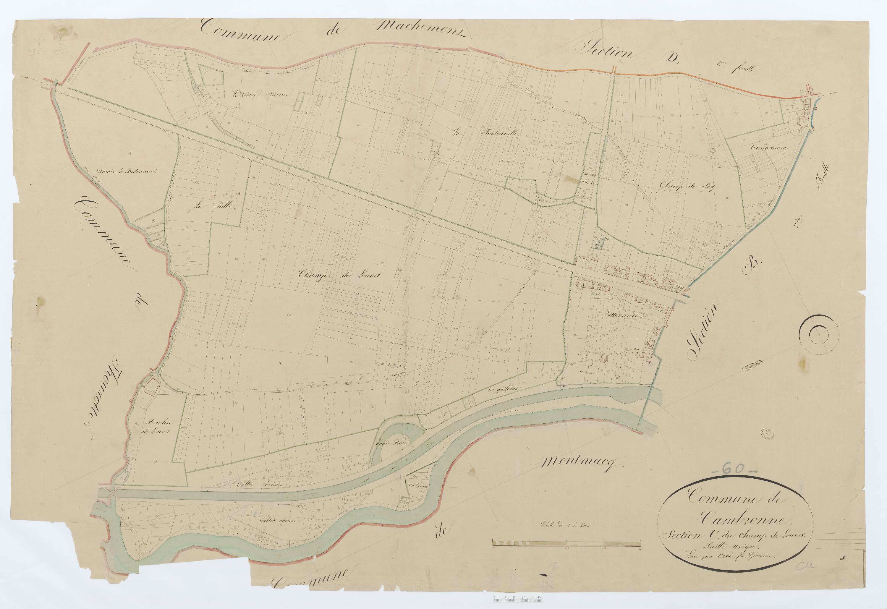Cambronne-lès-Ribécourt - Cadastre napoléonien, section C, feuille unique