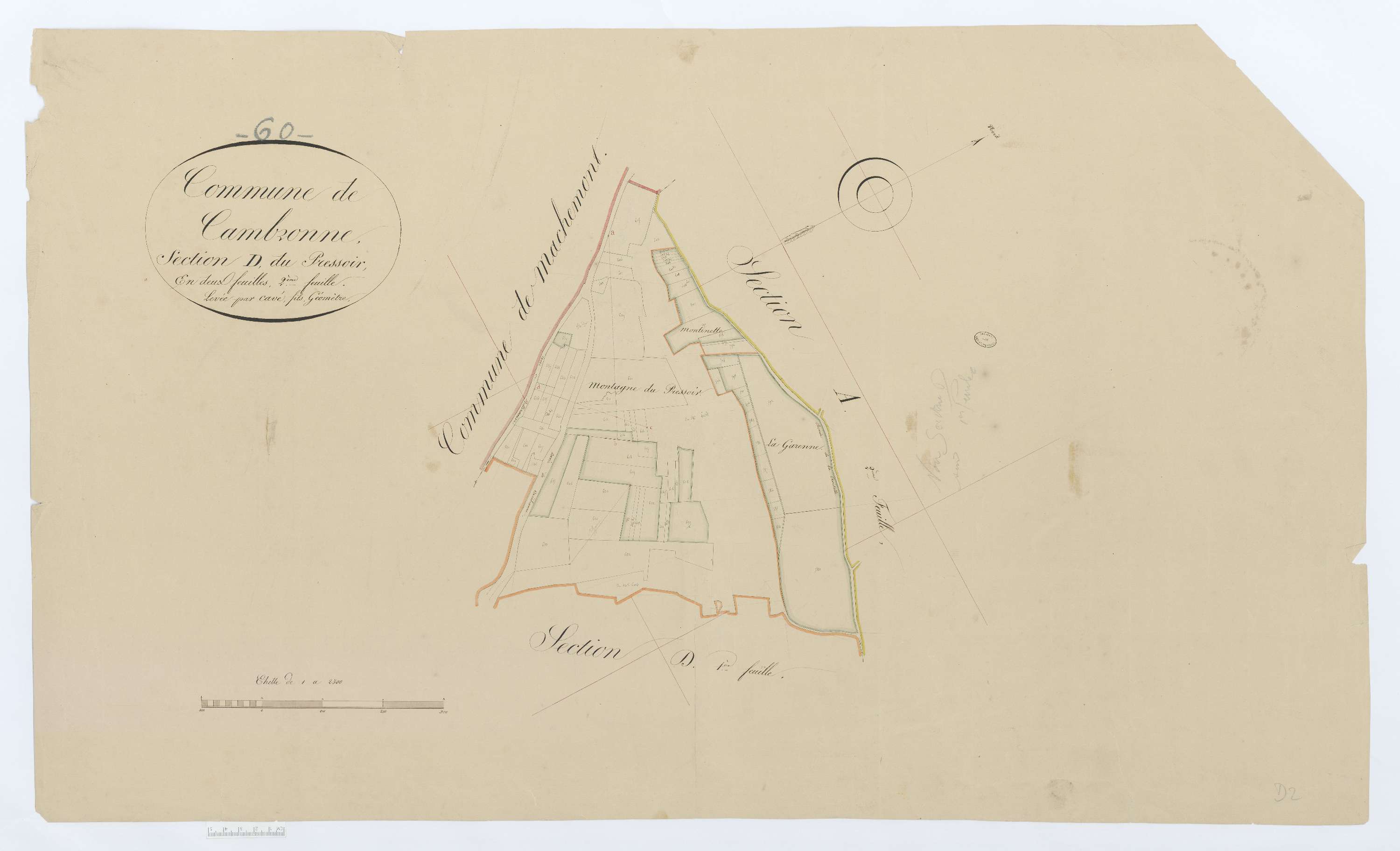 Cambronne-lès-Ribécourt - Cadastre napoléonien, section D2