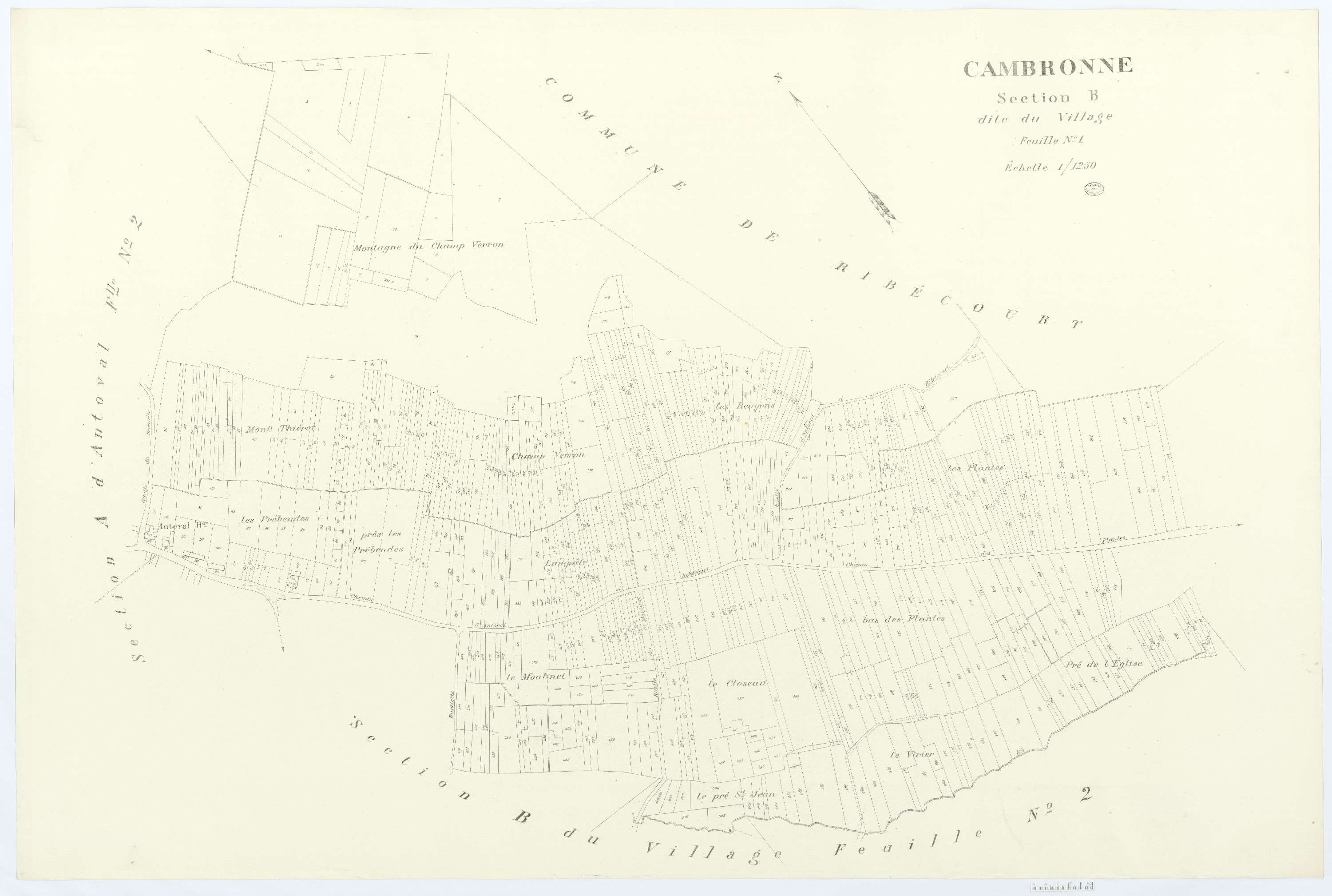 Cambronne-lès-Ribécourt - Cadastre napoléonien (copie), section B1
