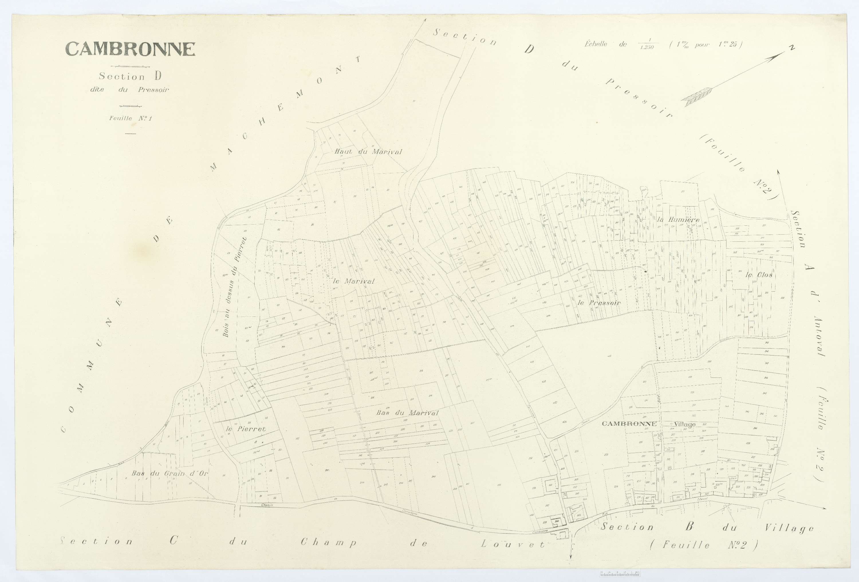 Cambronne-lès-Ribécourt - Cadastre napoléonien (copie), section D1