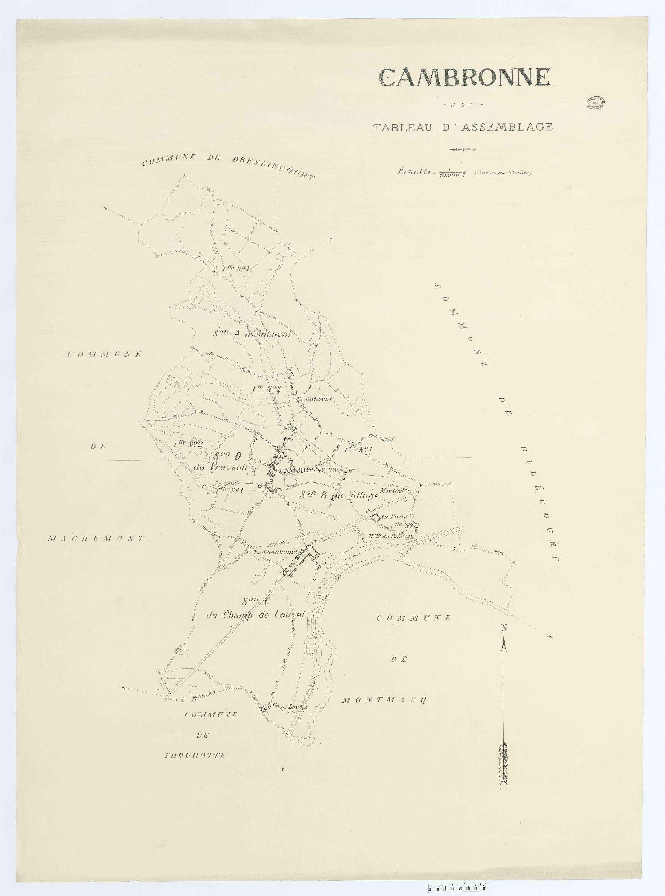 Cambronne-lès-Ribécourt - Cadastre napoléonien (copie), tableau d'assemblage