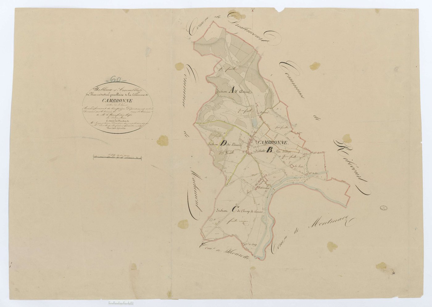 Cambronne-lès-Ribécourt - Cadastre napoléonien, tableau d'assemblage