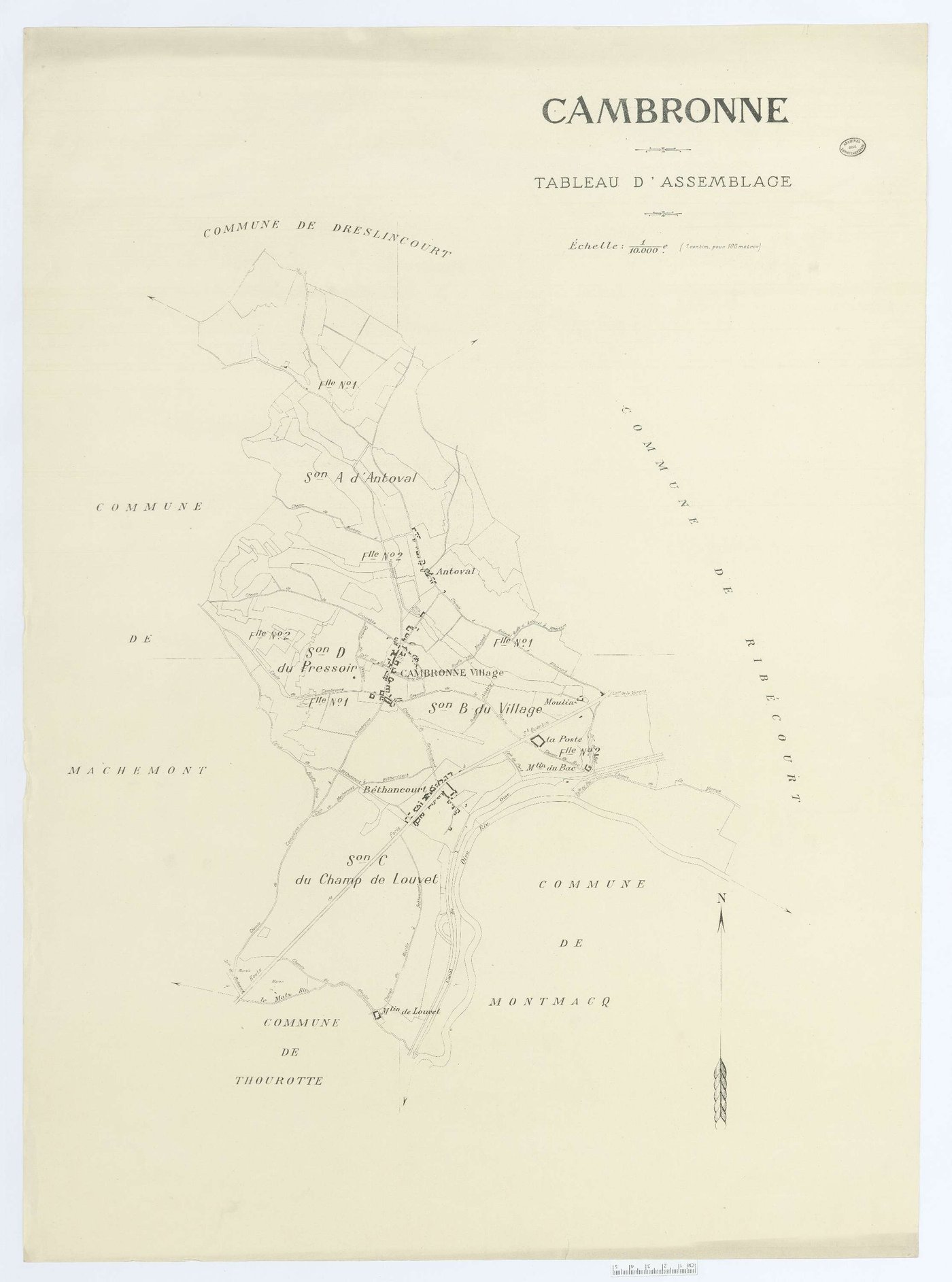Cambronne-lès-Ribécourt - Cadastre napoléonien (copie), tableau d'assemblage