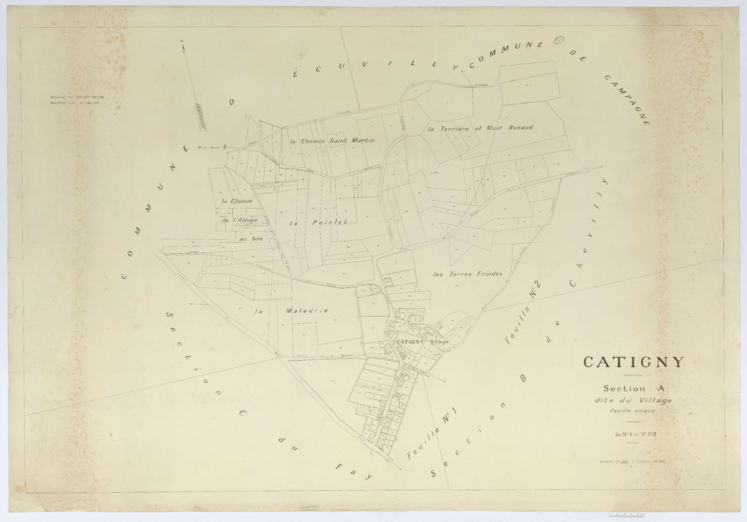 Catigny - Cadastre napoléonien (copie), section A, feuille unique