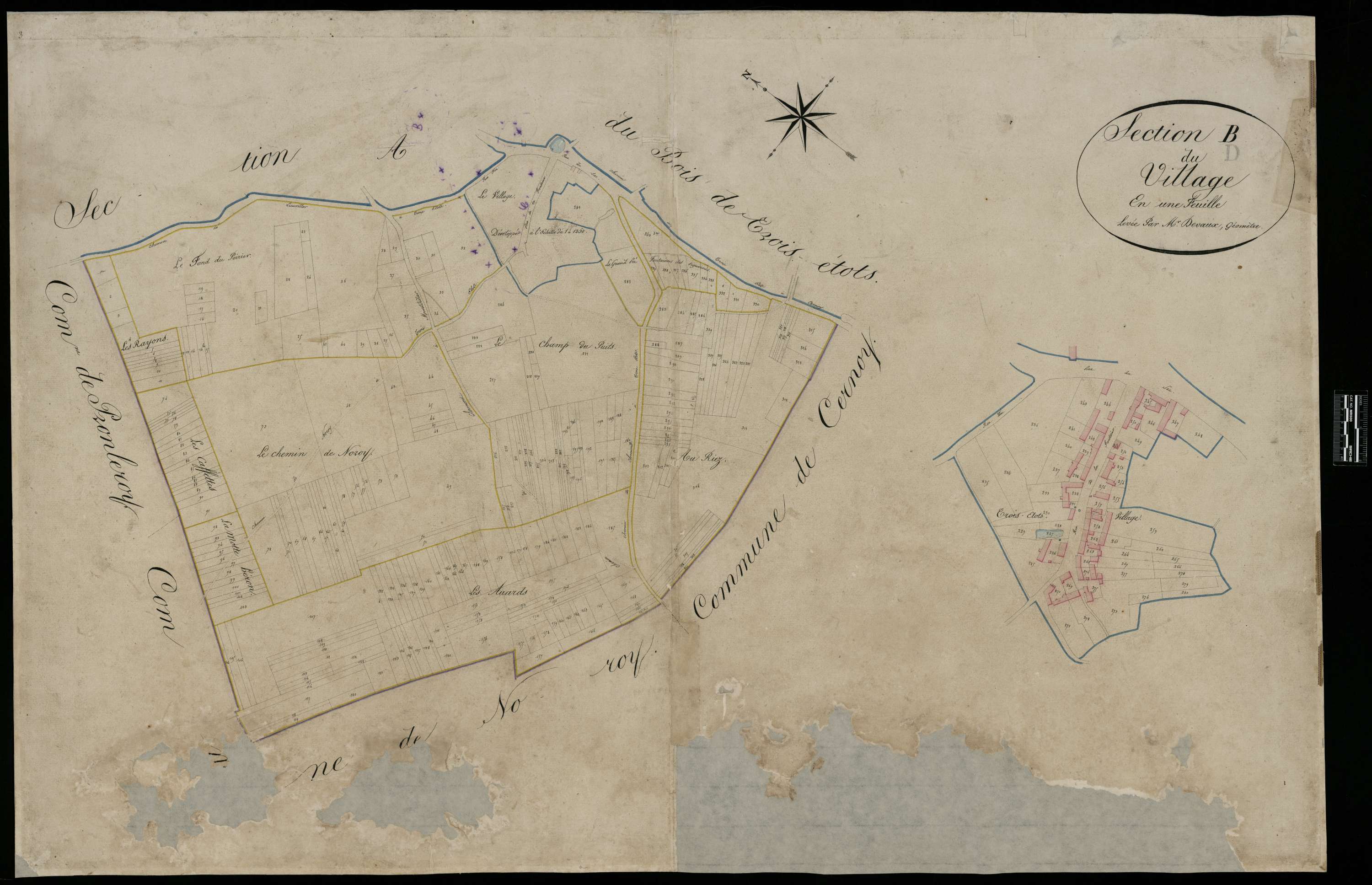 Cernoy - Cadastre napoléonien, section B du hameau de Trois Etots