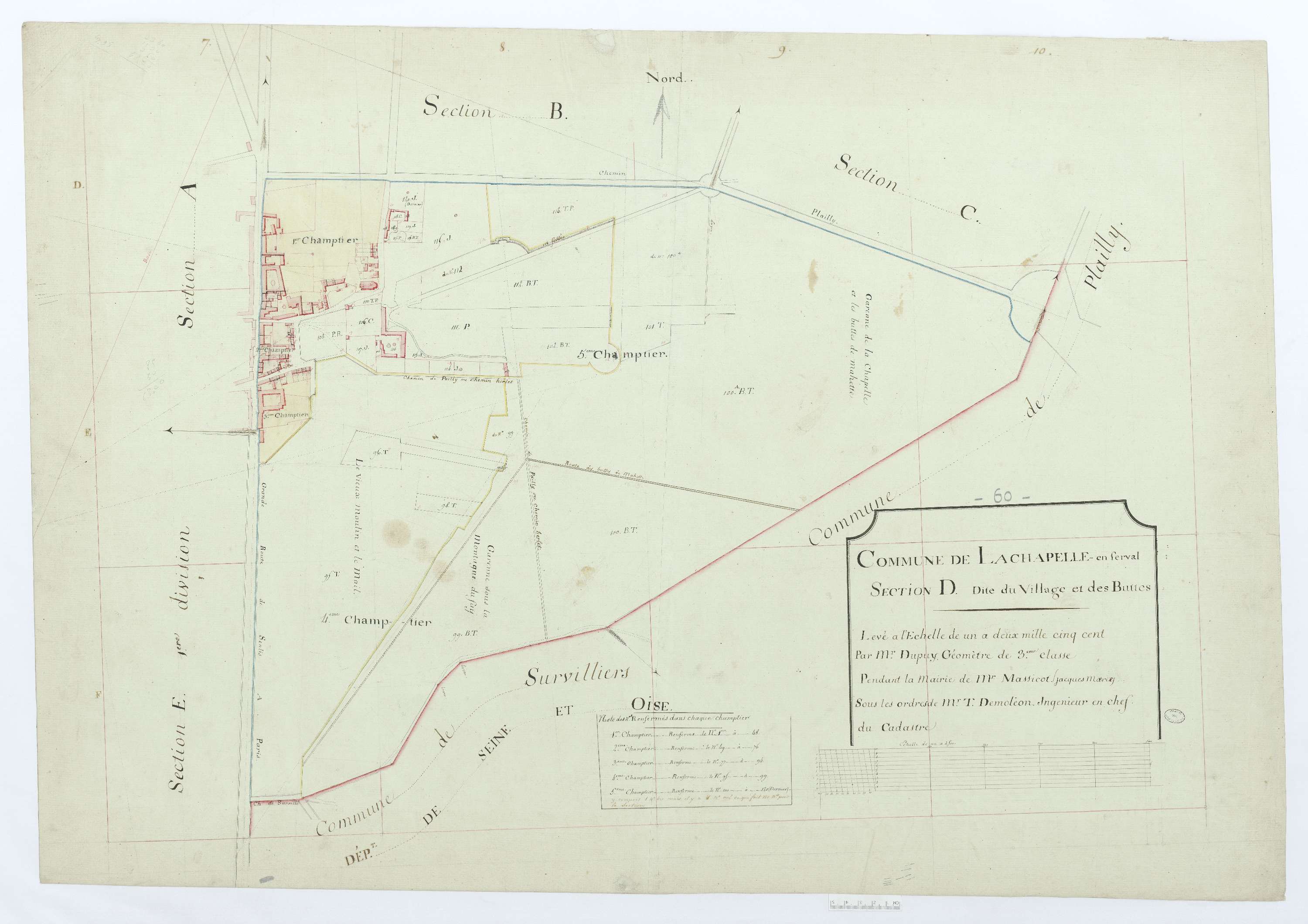 La Chapelle-en-Serval - Cadastre napoléonien, section D, feuille unique