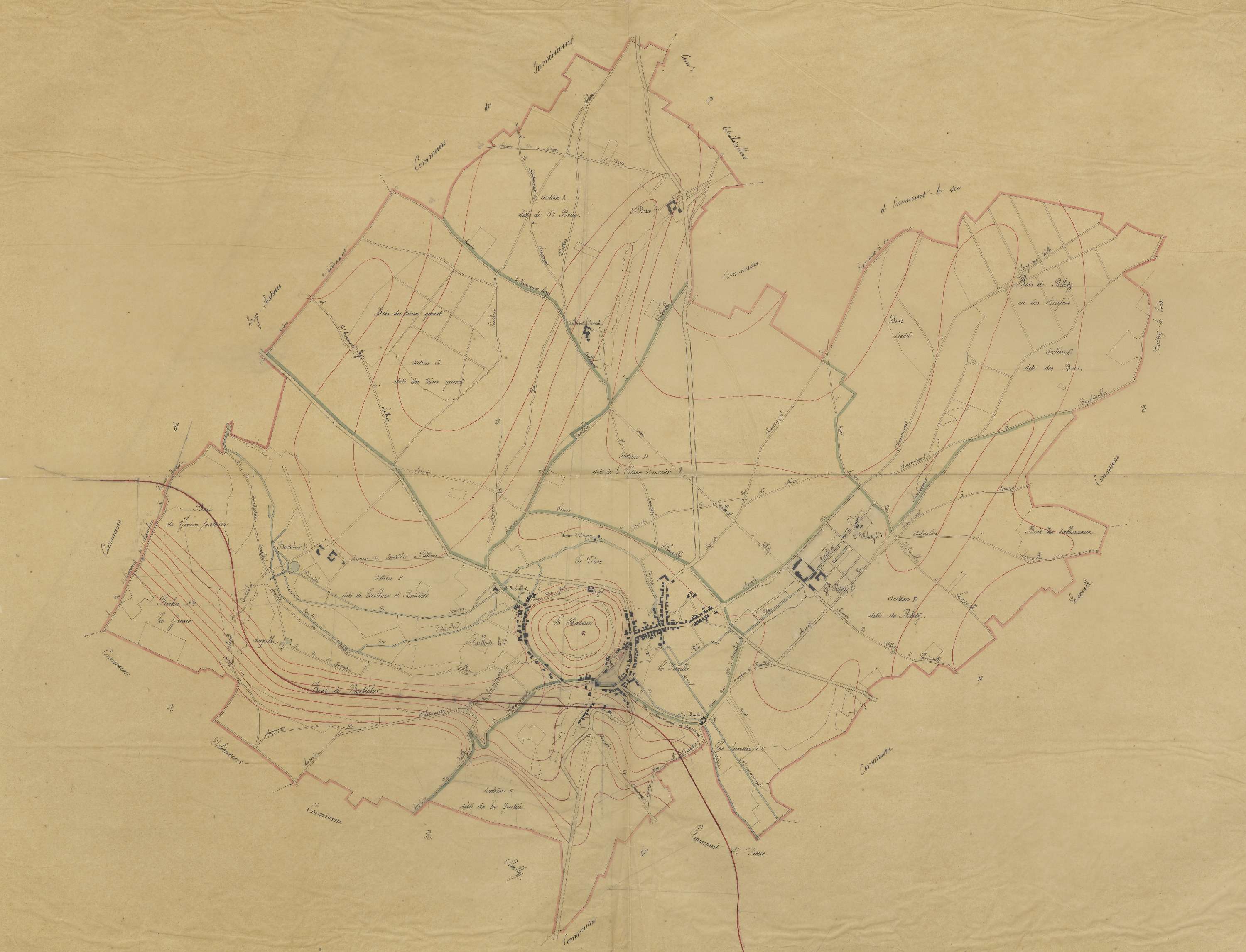 Chaumont-en-Vexin - Cadastre napoléonien, copie calque du tableau d'assemblage