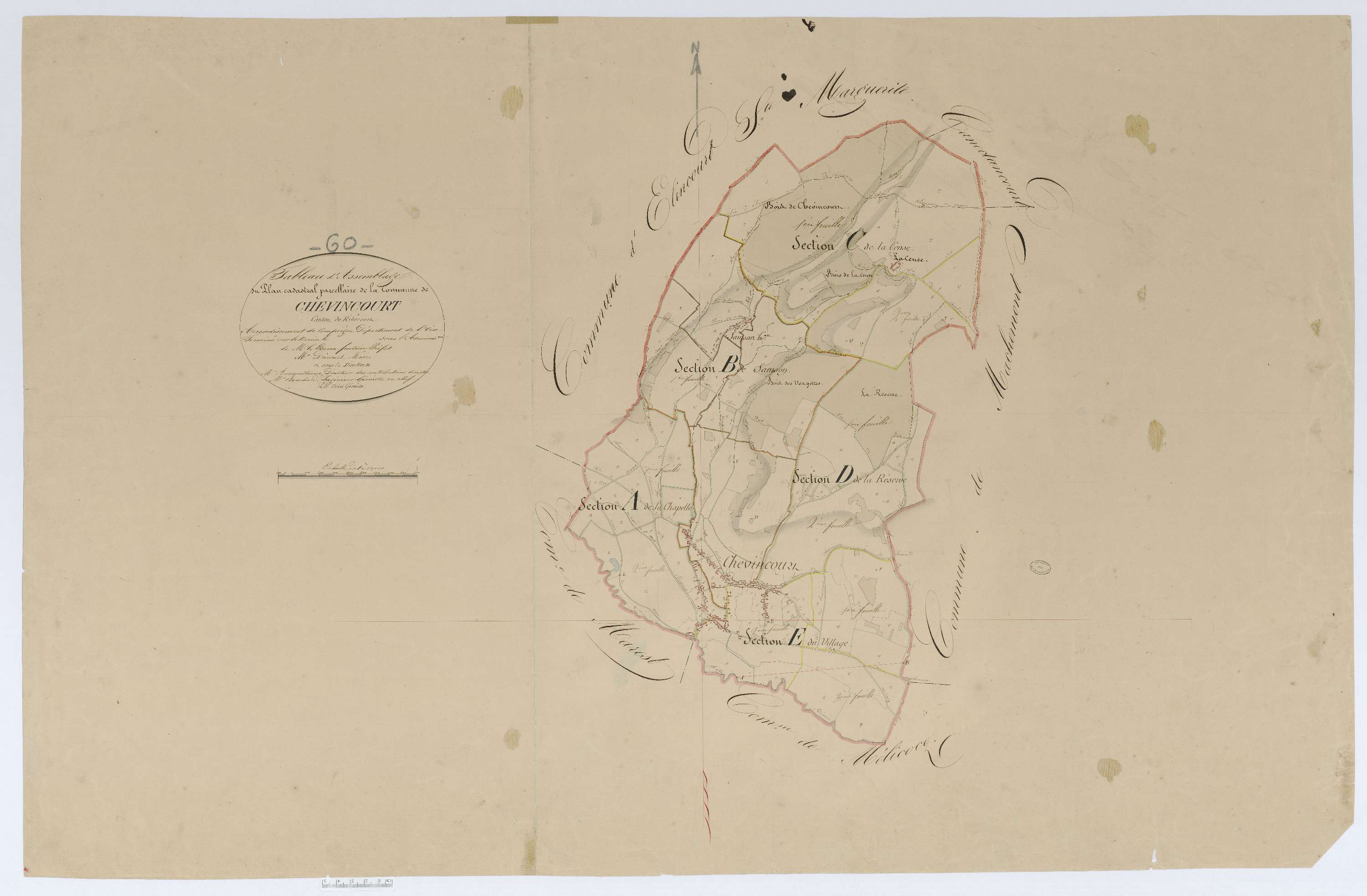 Chevincourt - Cadastre napoléonien, tableau d'assemblage