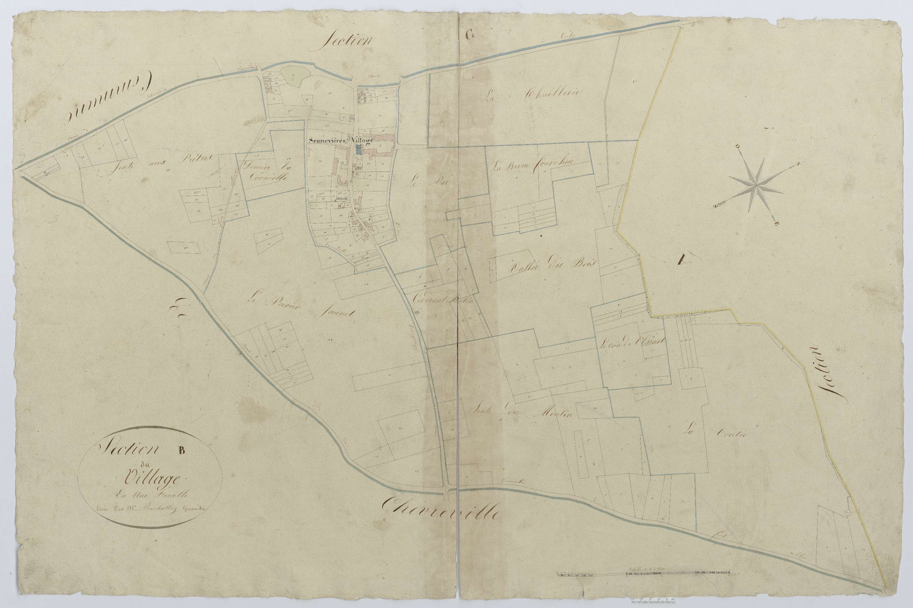 Chèvreville - Cadastre napoléonien, section B1 de Sennevières