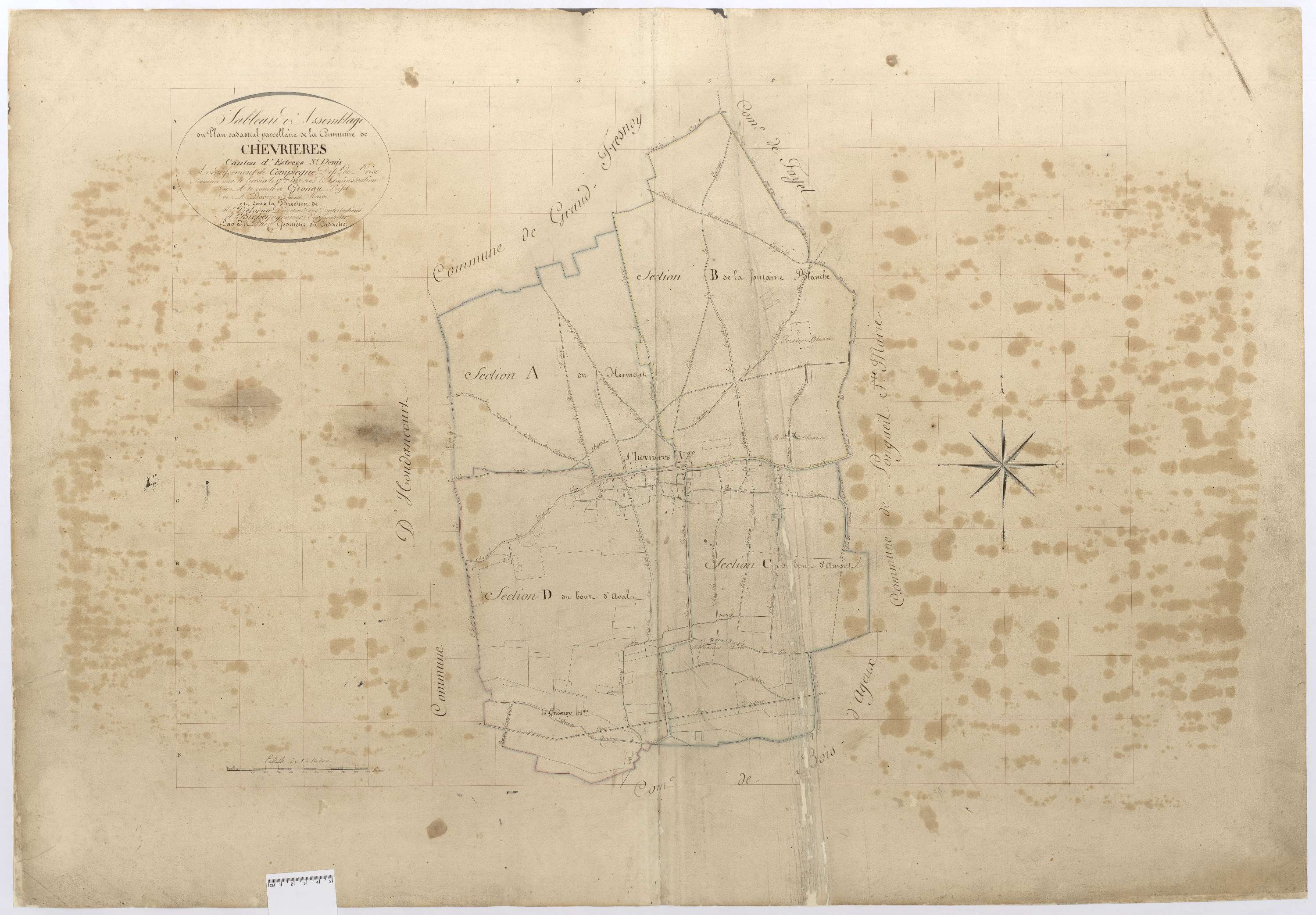 Chevrières - Cadastre napoléonien, tableau d'assemblage