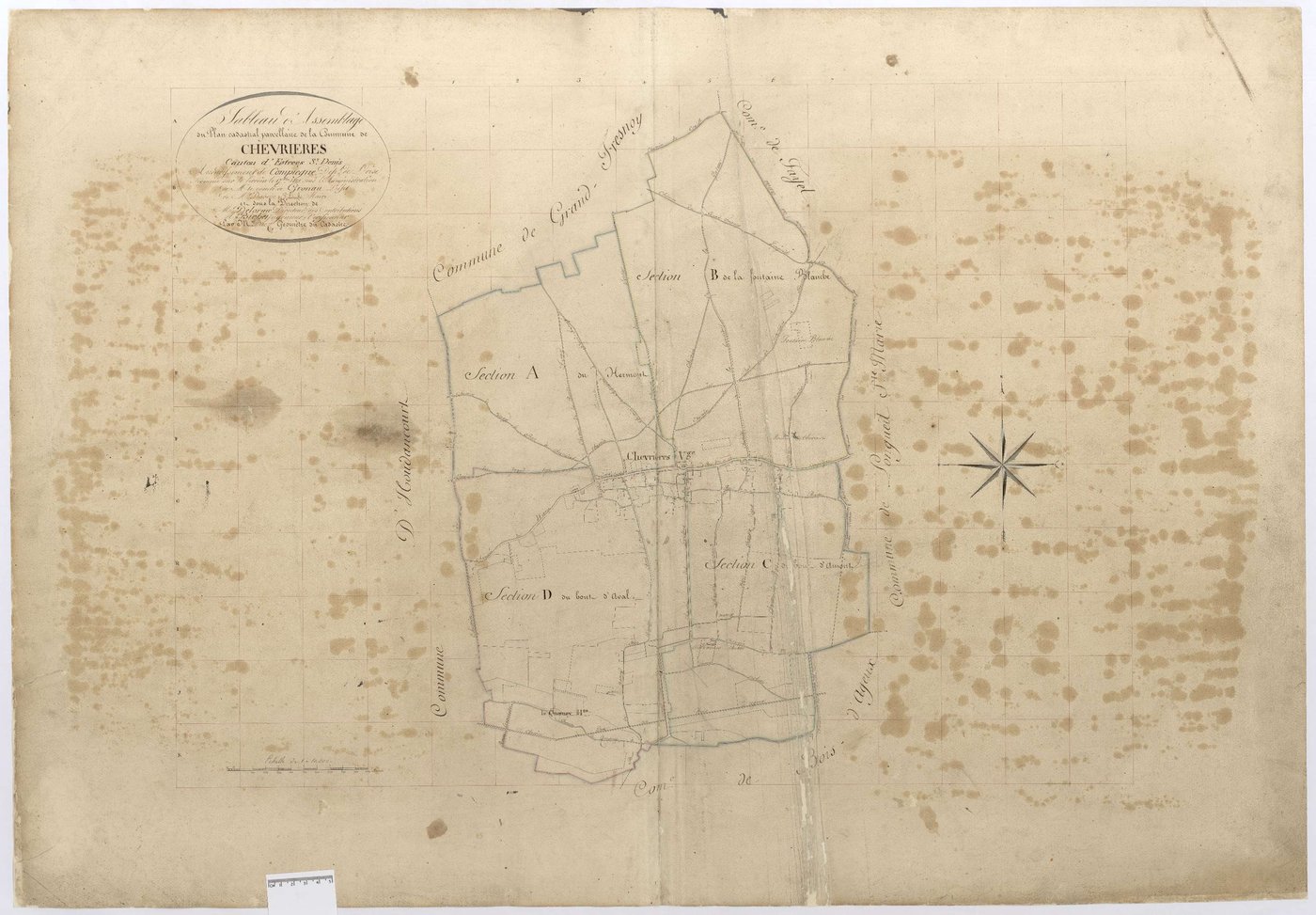 Chevrières - Cadastre napoléonien, tableau d'assemblage