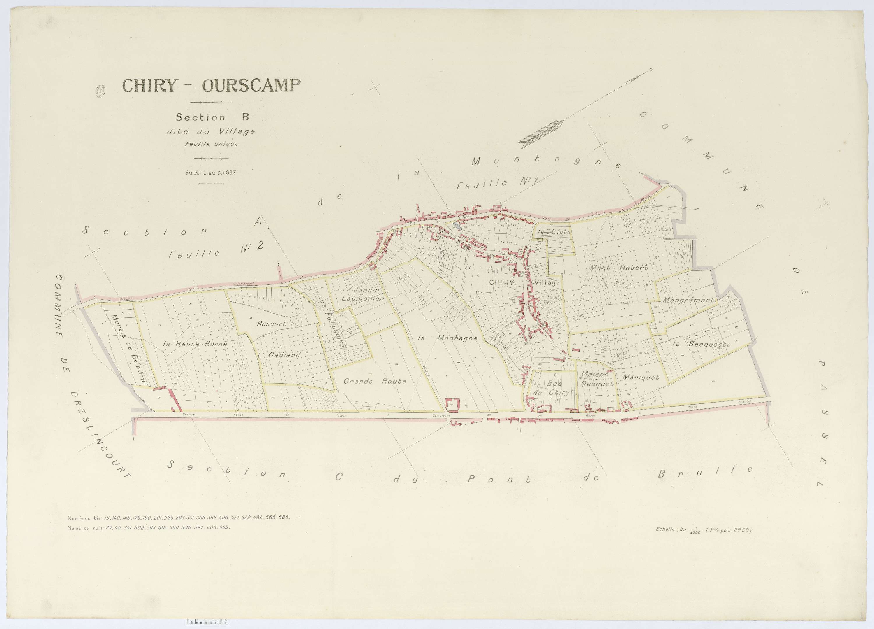 Chiry-Ourscamp - Cadastre napoléonien (copie), section B, feuille unique