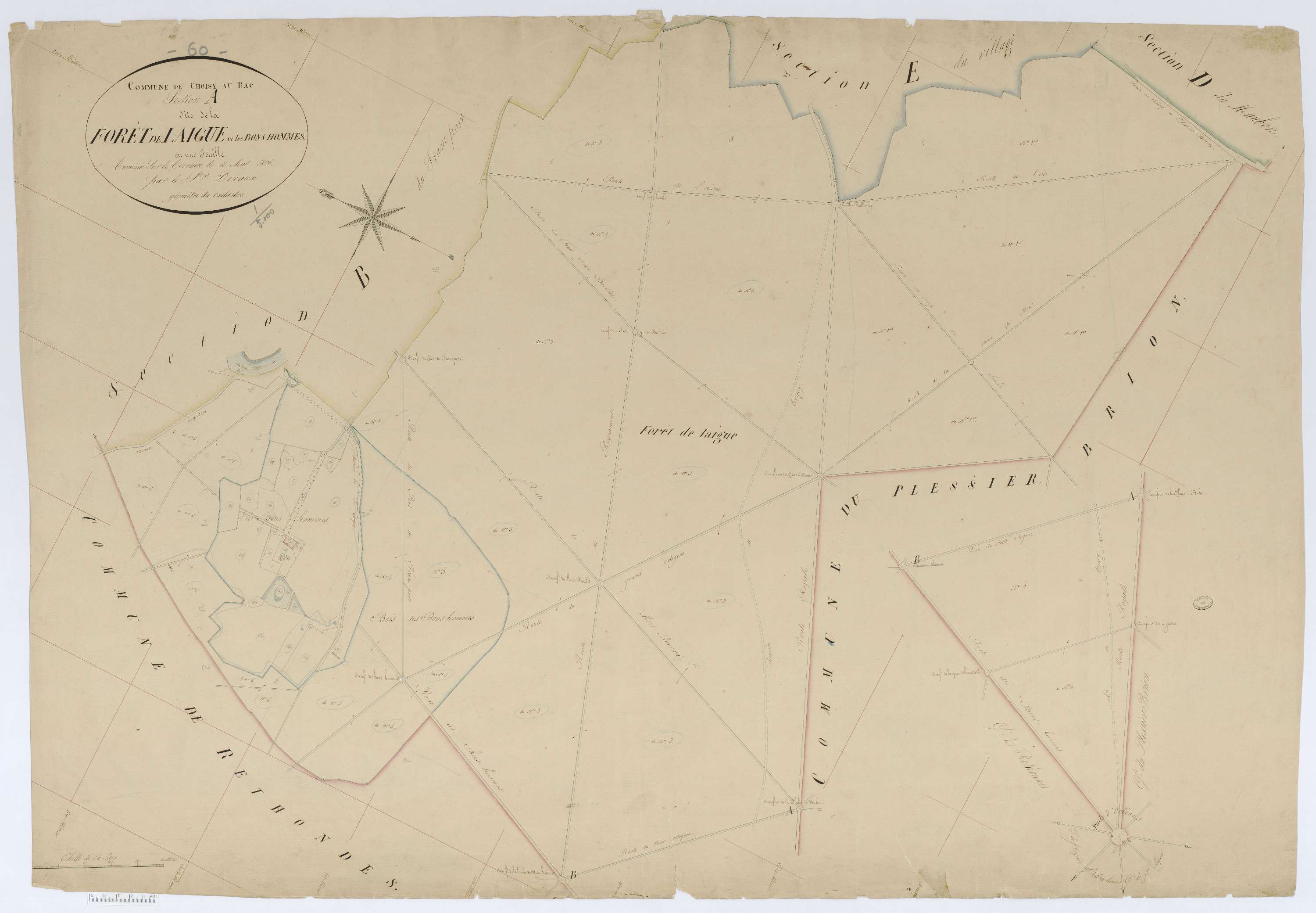Choisy-au-Bac - Cadastre napoléonien, section A, feuille unique