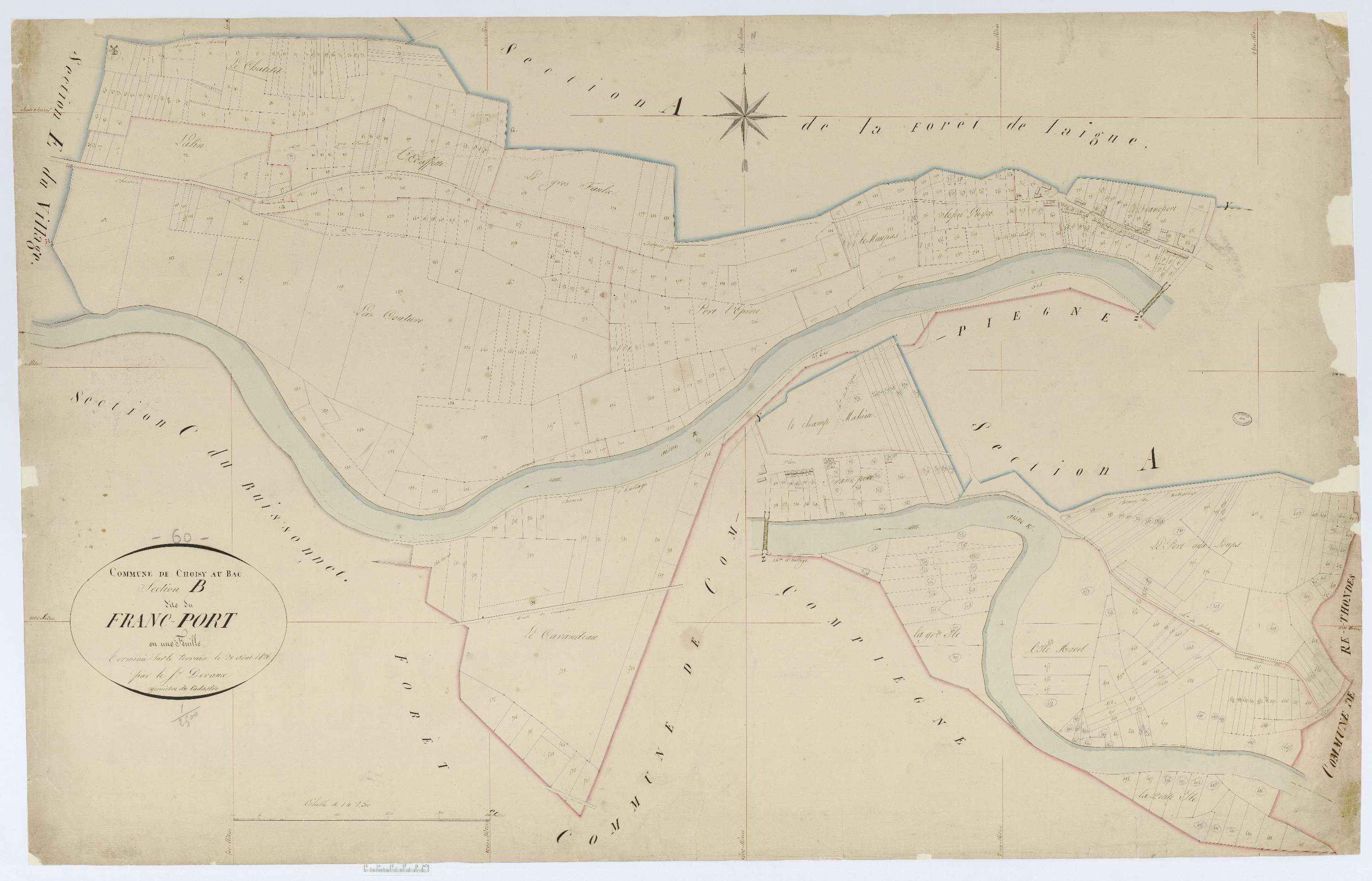 Choisy-au-Bac - Cadastre napoléonien, section B, feuille unique