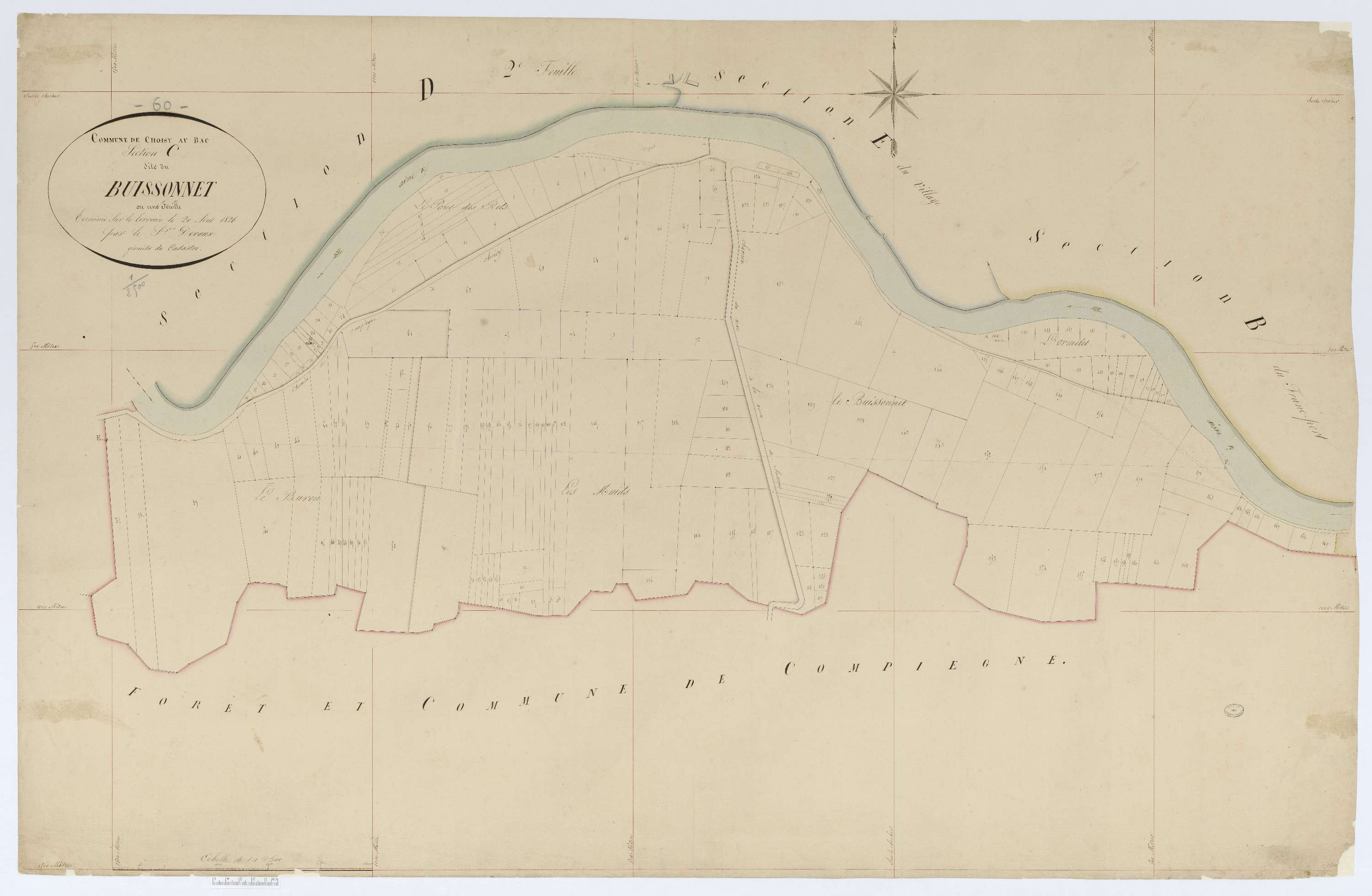 Choisy-au-Bac - Cadastre napoléonien, section C, feuille unique
