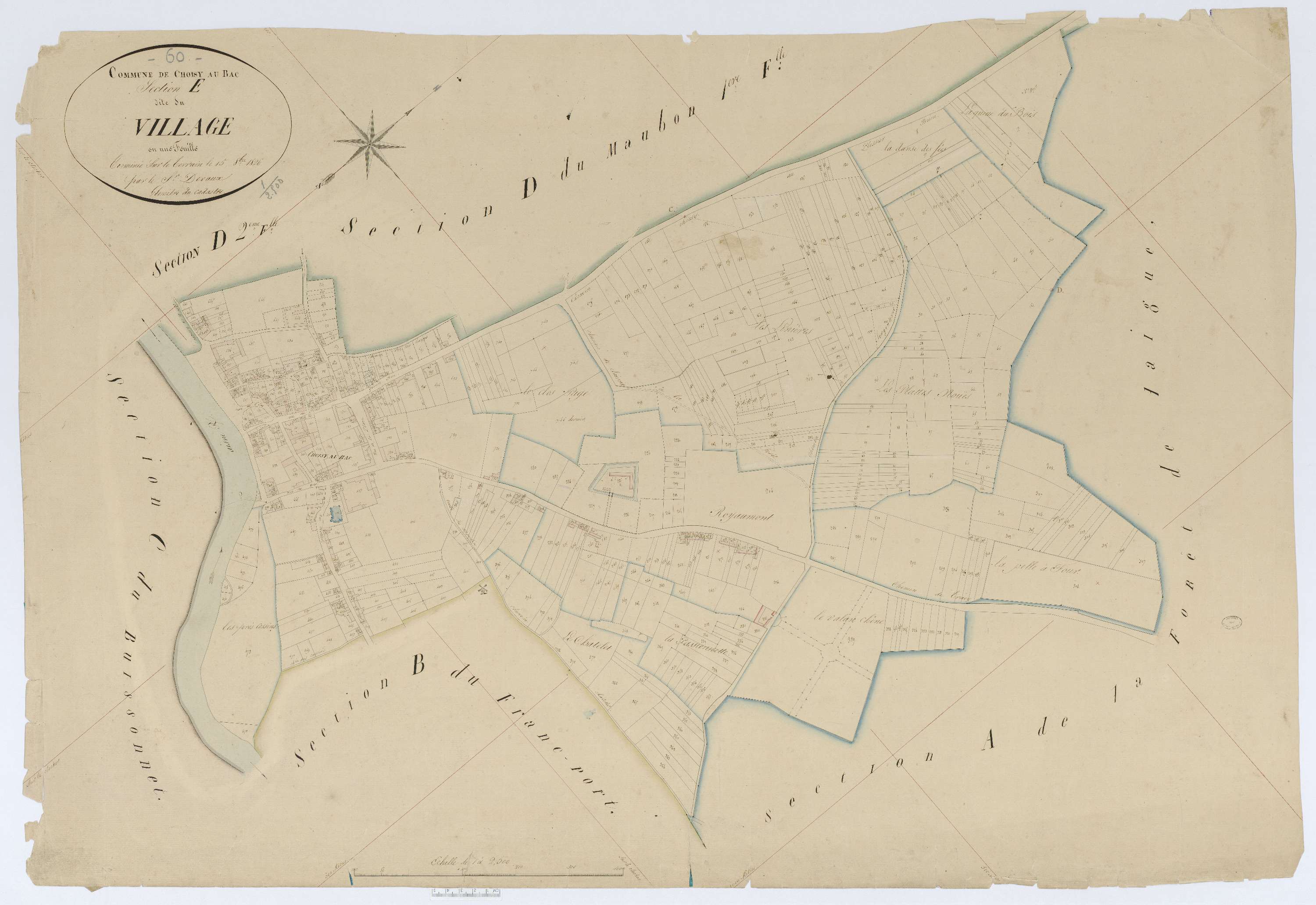 Choisy-au-Bac - Cadastre napoléonien, section E, feuille unique