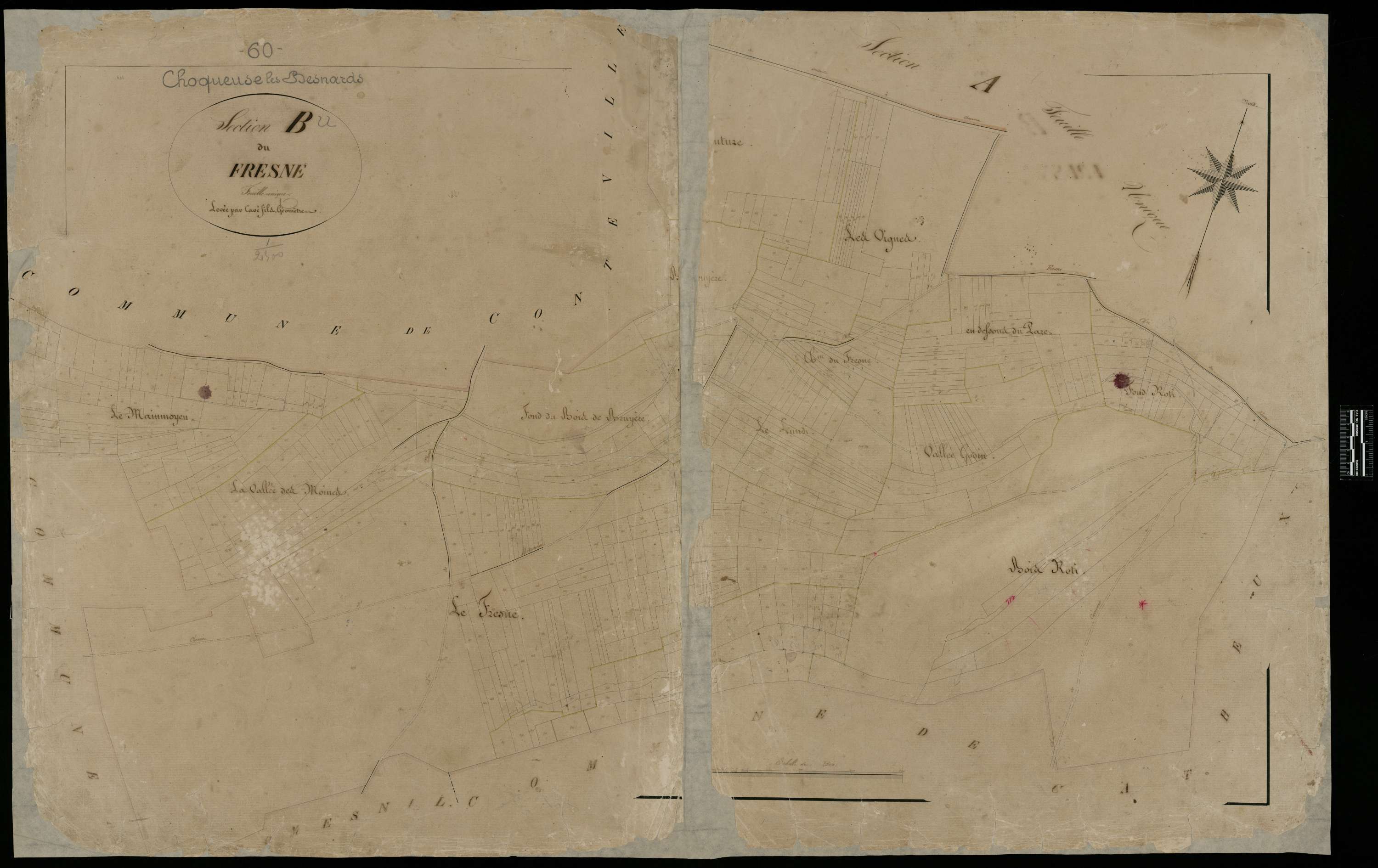 Choqueuse-les-Bénards - Cadastre napoléonien, section B