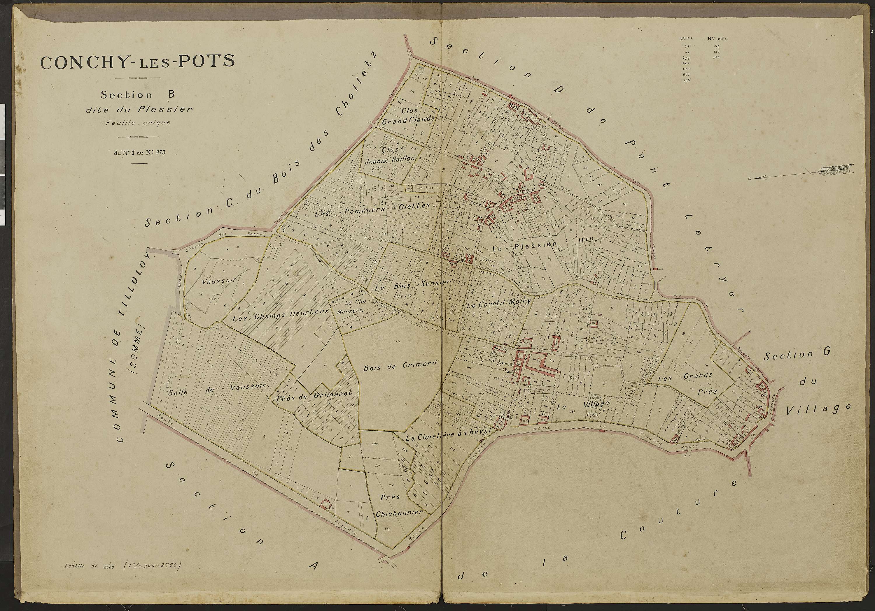 Conchy-les-Pots - Cadastre napoléonien, section B
