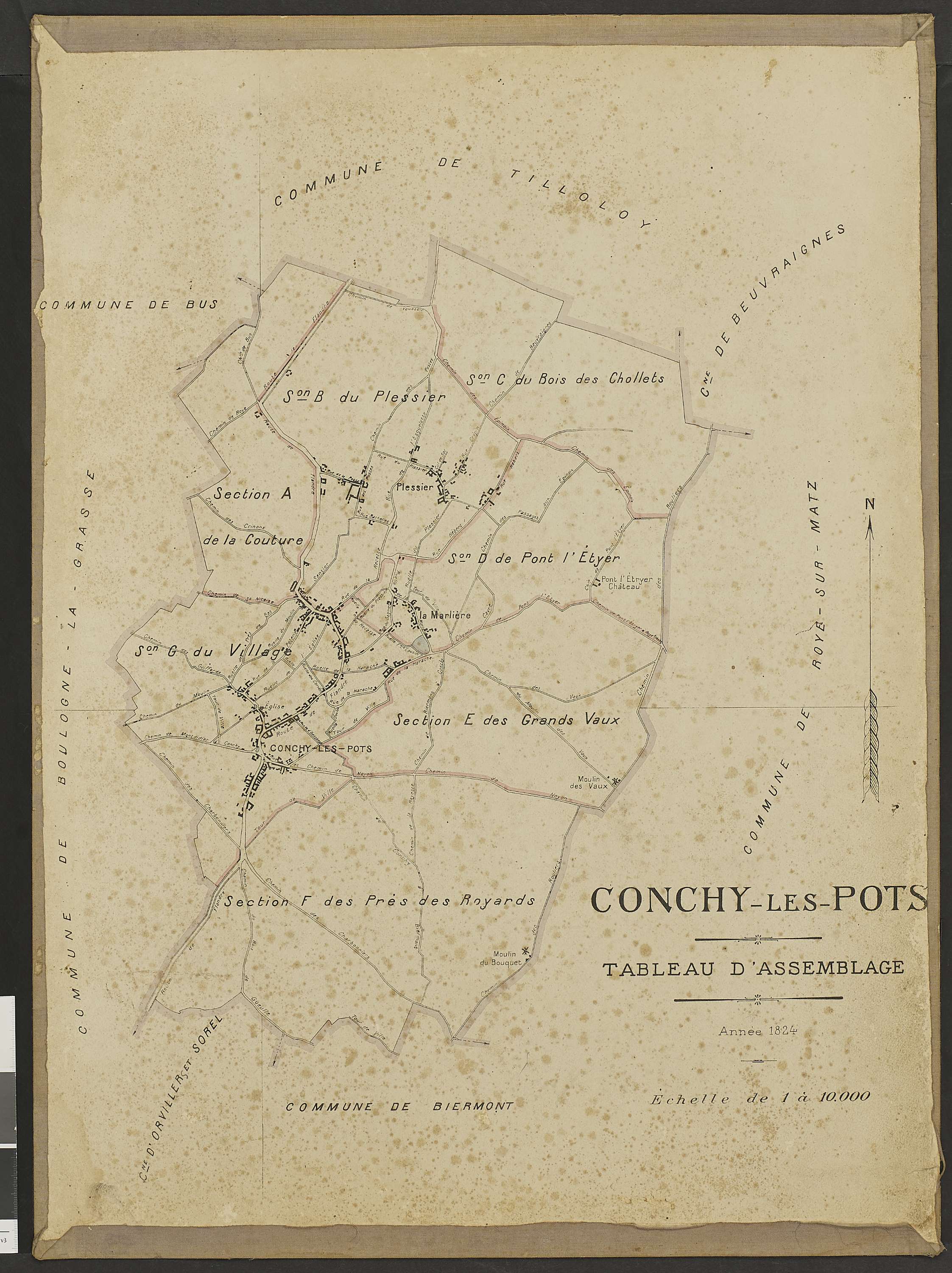 Conchy-les-Pots - Cadastre napoléonien, tableau d'assemblage