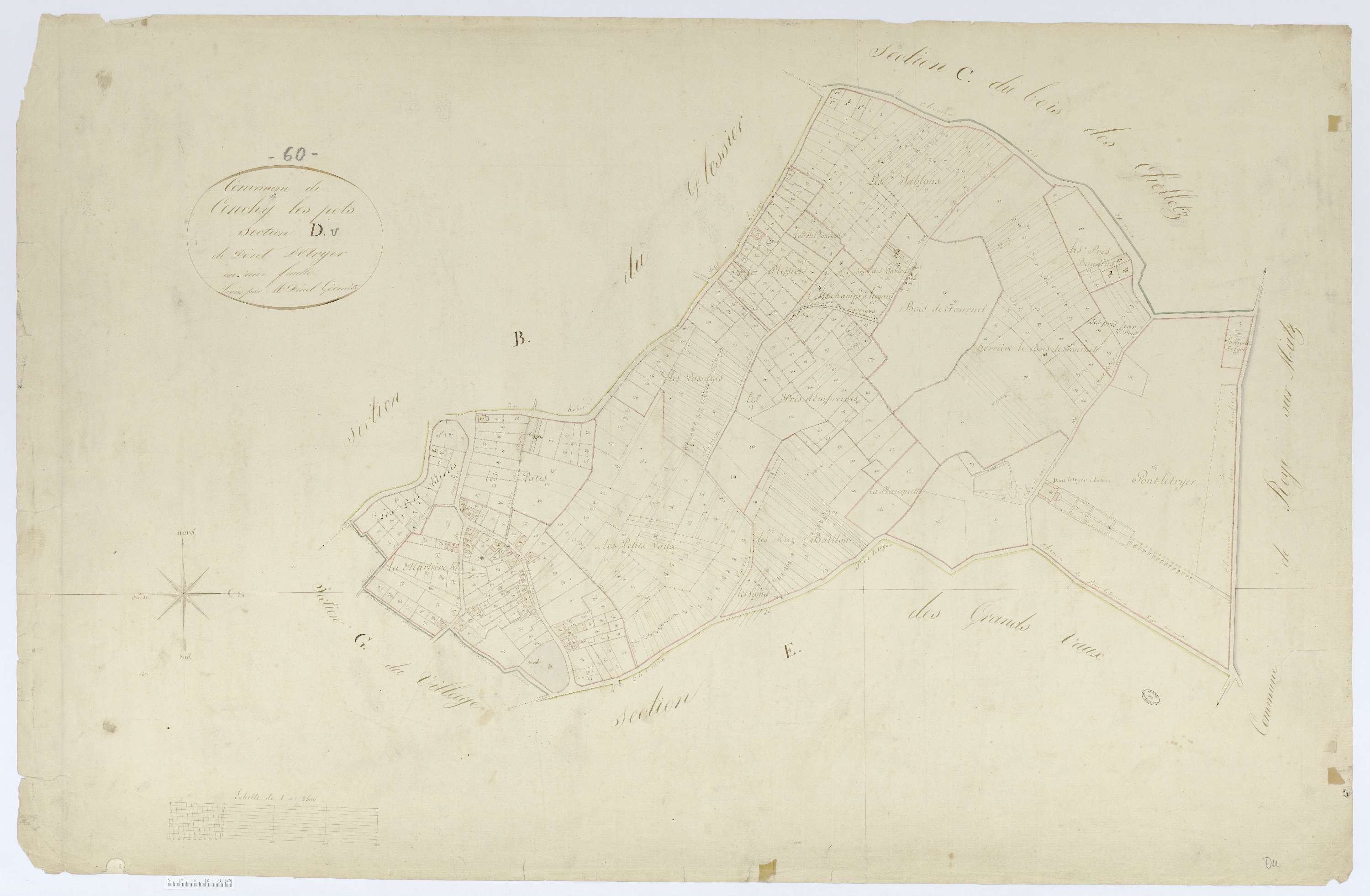 Conchy-les-Pots - Cadastre napoléonien, section D, feuille unique