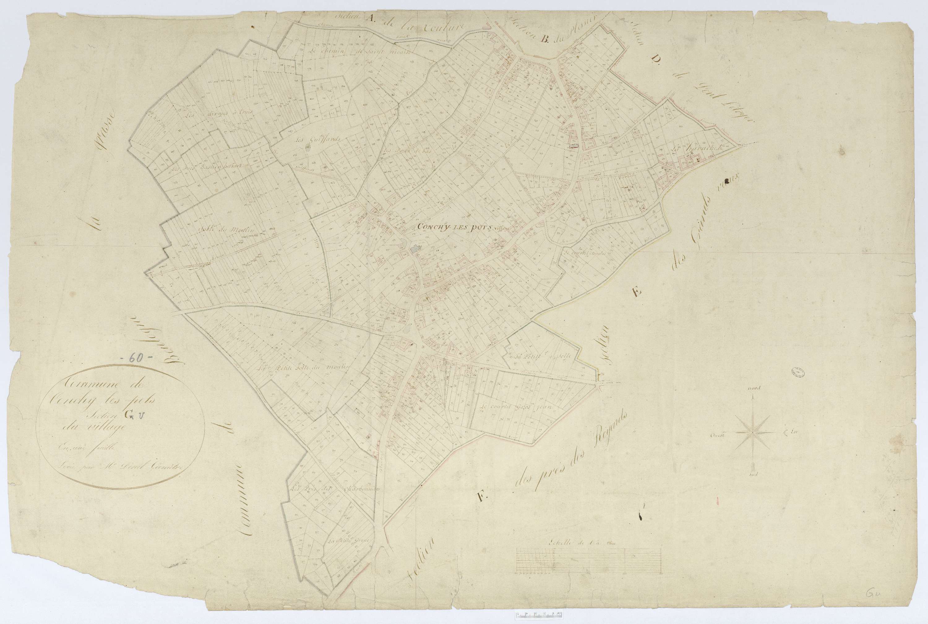 Conchy-les-Pots - Cadastre napoléonien, section G, feuille unique