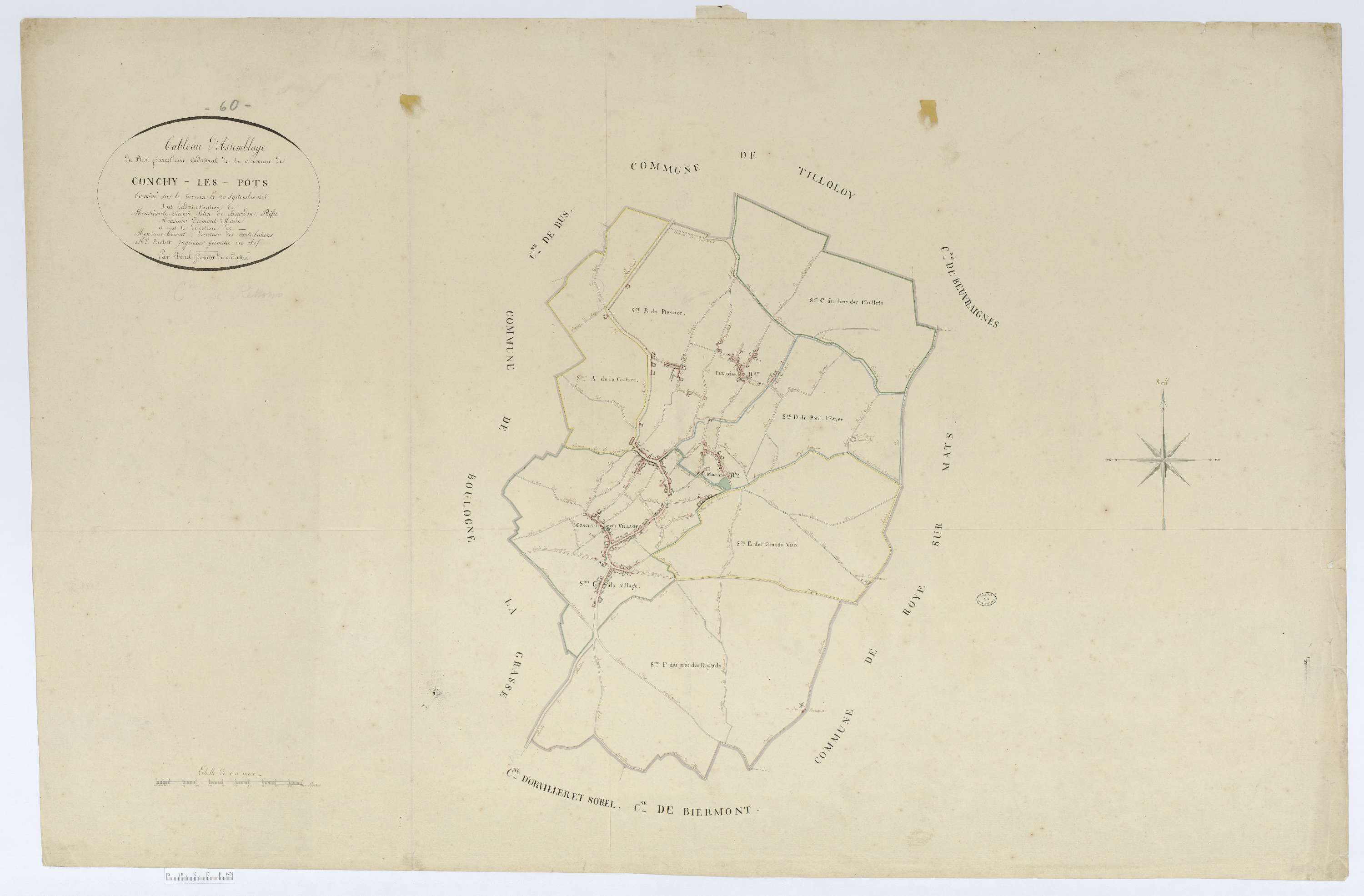 Conchy-les-Pots - Cadastre napoléonien, tableau d'assemblage