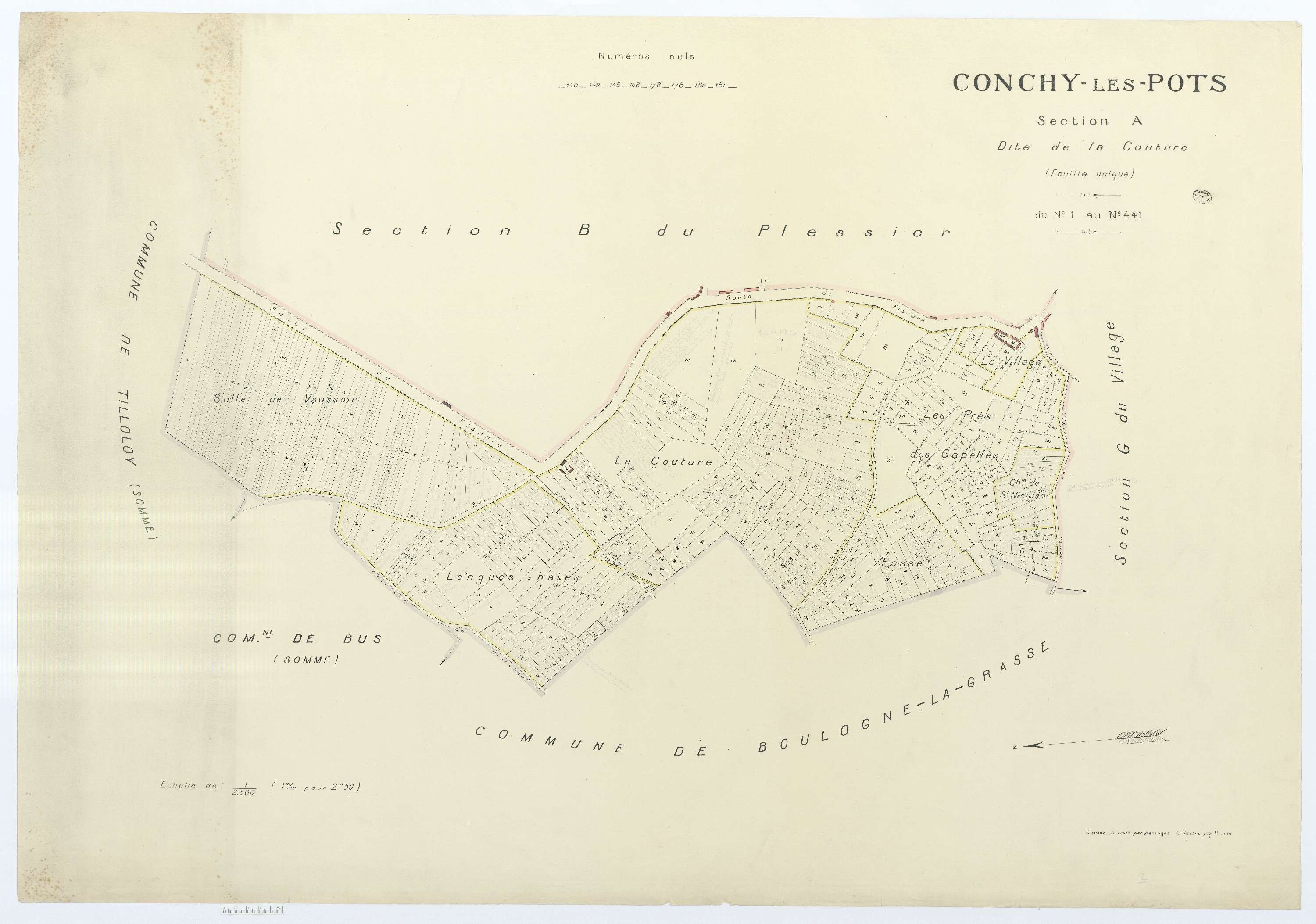 Conchy-les-Pots - Cadastre napoléonien (copie), section A, feuille unique