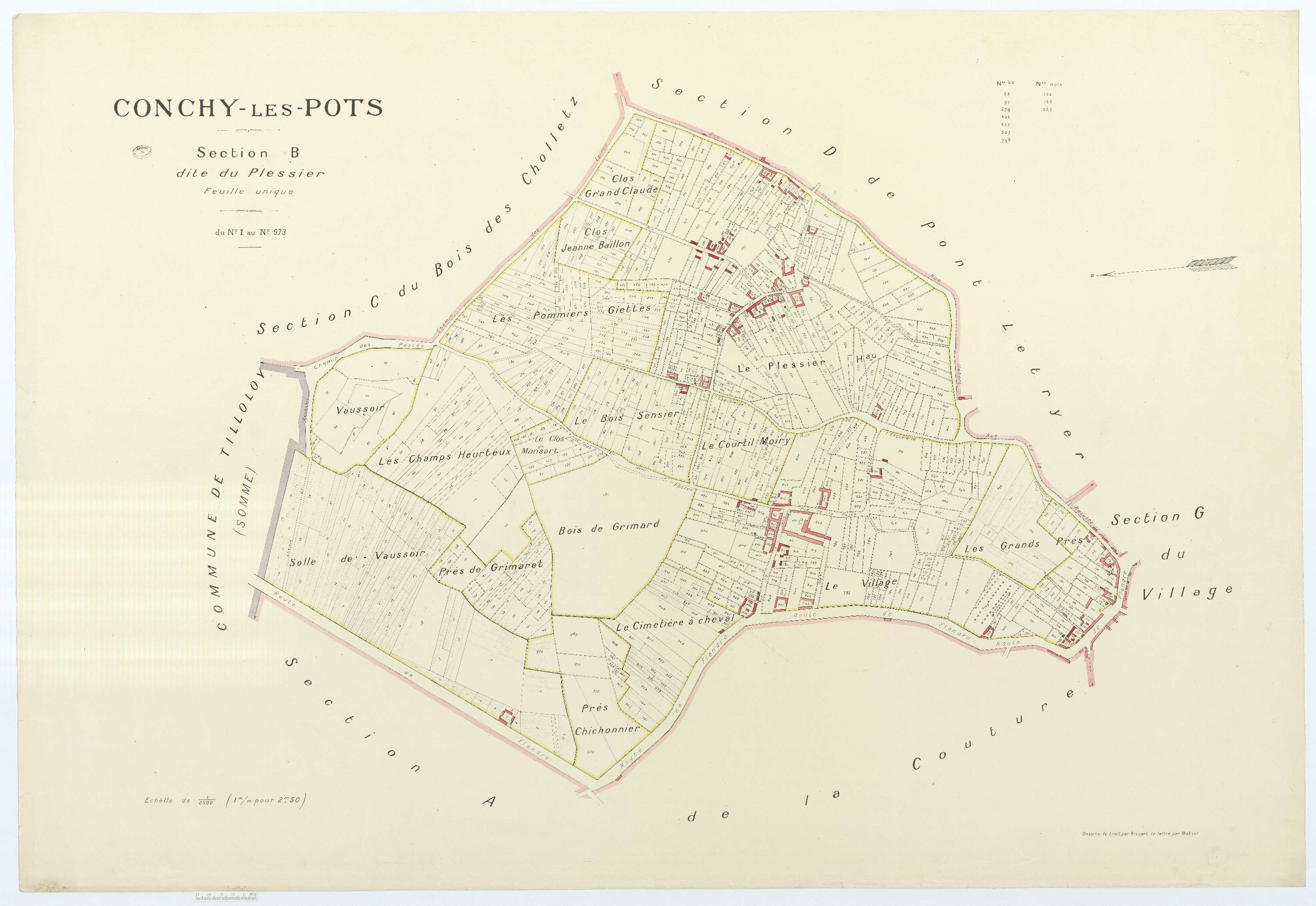 Conchy-les-Pots - Cadastre napoléonien (copie), section B, feuille unique