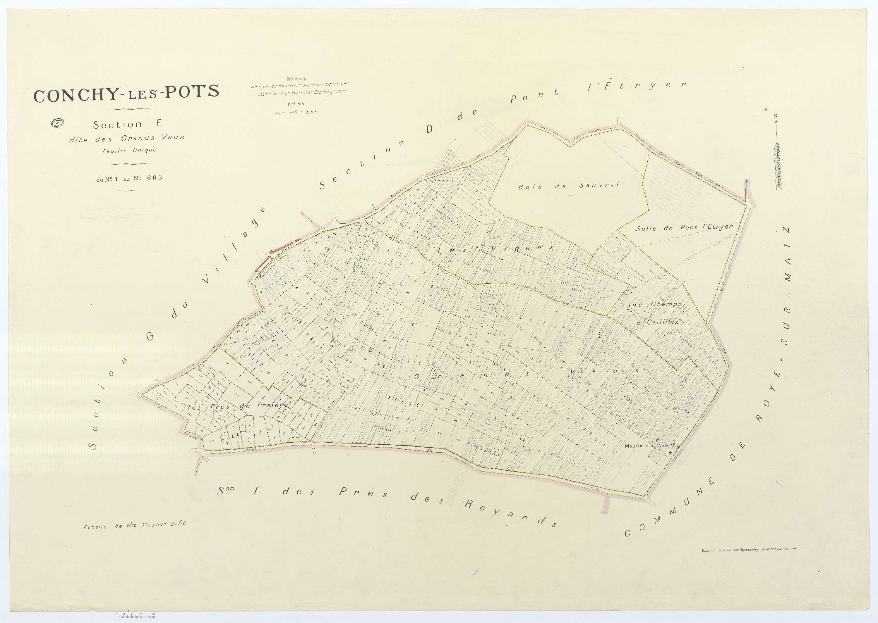 Conchy-les-Pots - Cadastre napoléonien (copie), section E, feuille unique