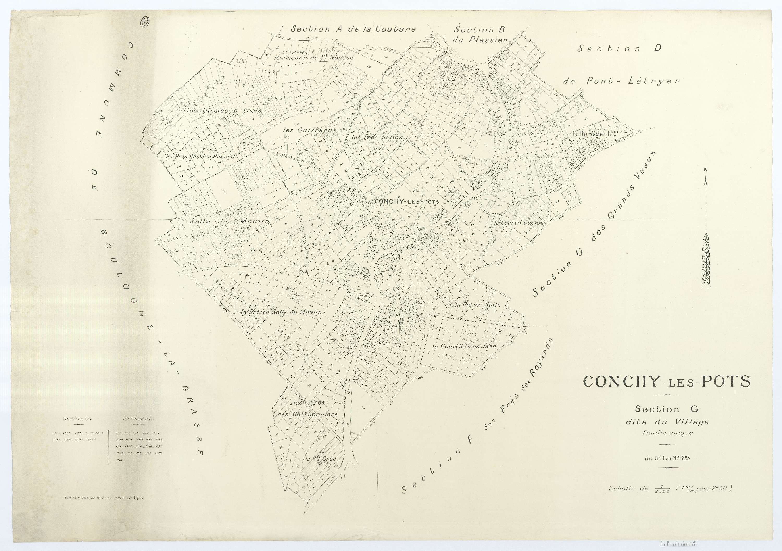 Conchy-les-Pots - Cadastre napoléonien (copie), section G, feuille unique
